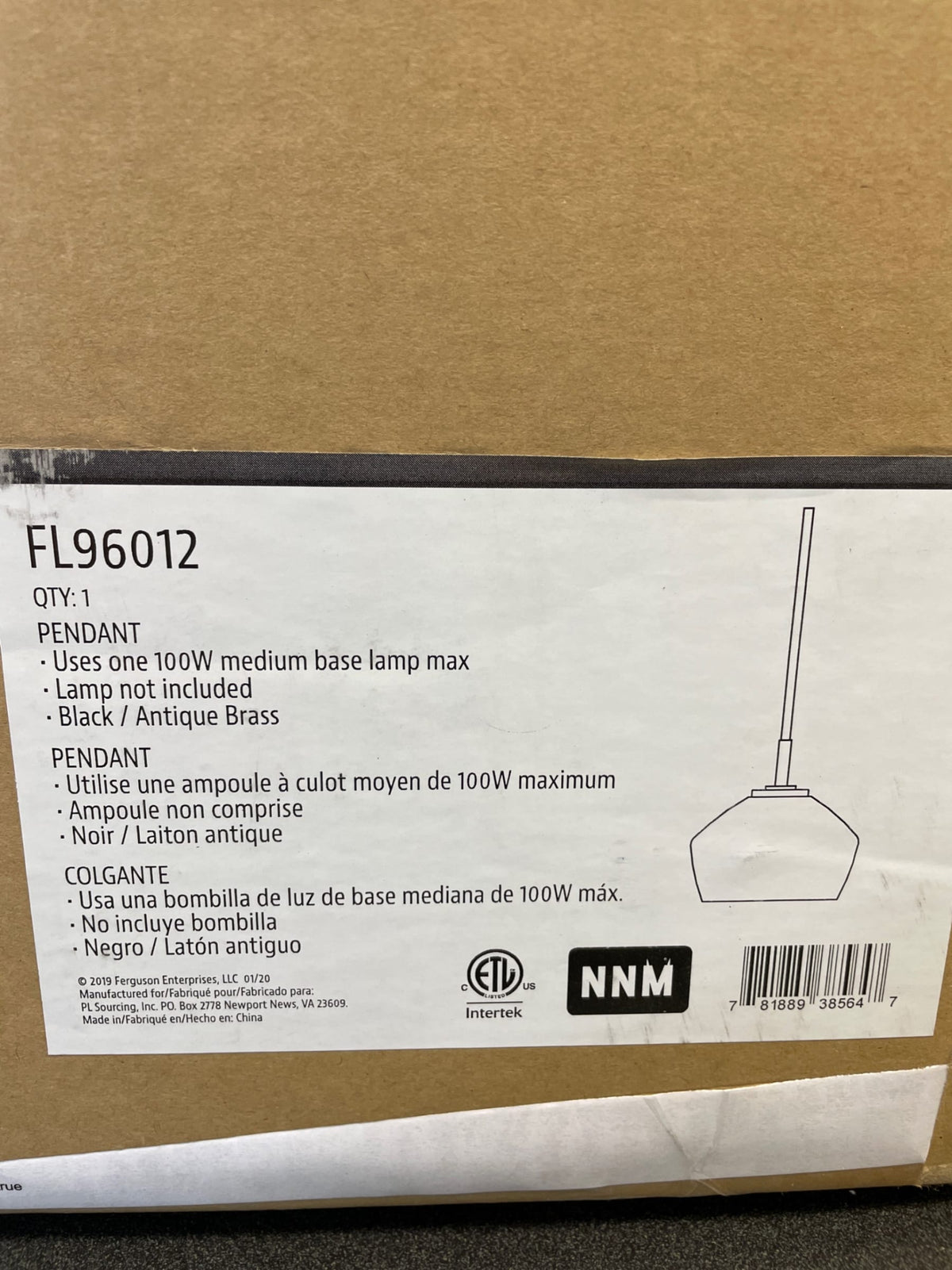 Miseno ML98584-BABC Single Light 9" Wide Pendant - Black / Antique Brass