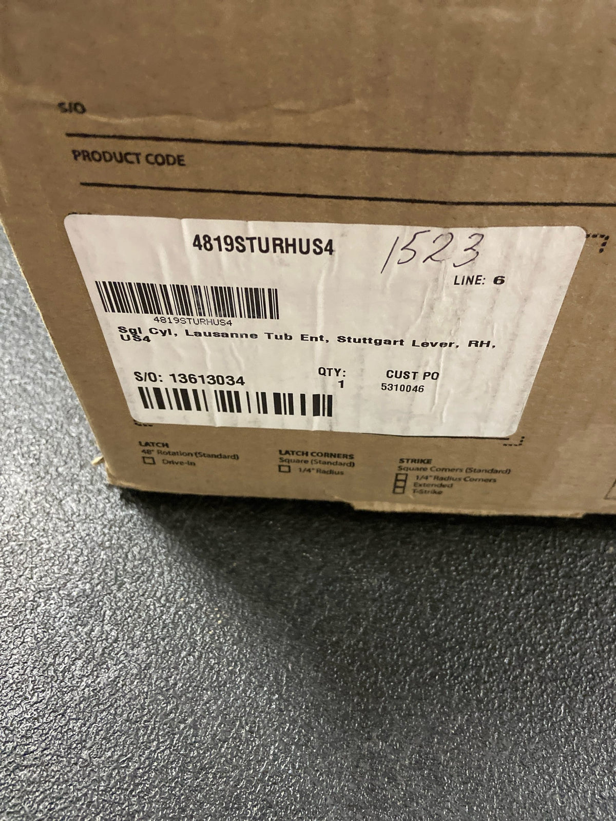 Emtek 4819STURHUS4 Sgl Cyl, Lausanne Tub Ent, Stuttgart Lever, RH, US4