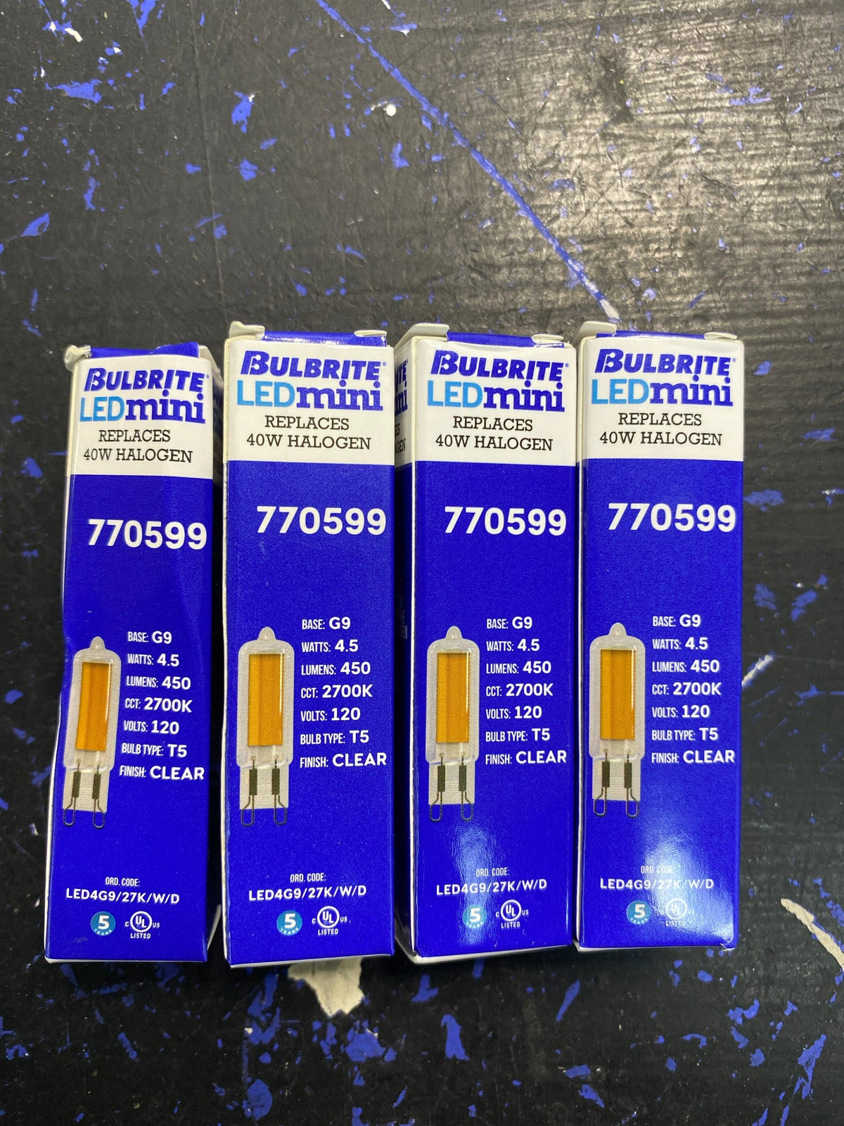 Bulbrite 862864 Pack of (4) 4 Watt Dimmable T4 G9 LED Bulbs - 450 Lumens, 2700K, and 80CRI - Clear