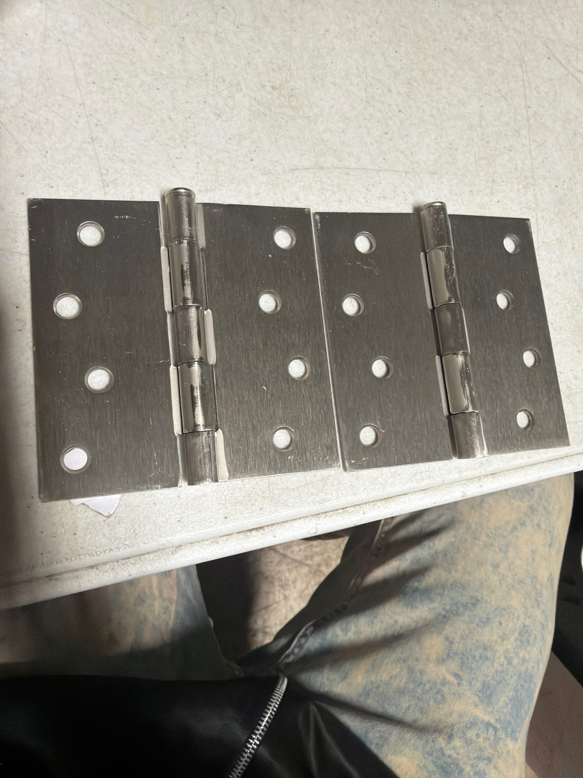 Deltana S44U15-R Steel 4" x 4" Square Corner Plain Bearing Mortise Hinges - Zig Zag - Pair - Satin Nickel