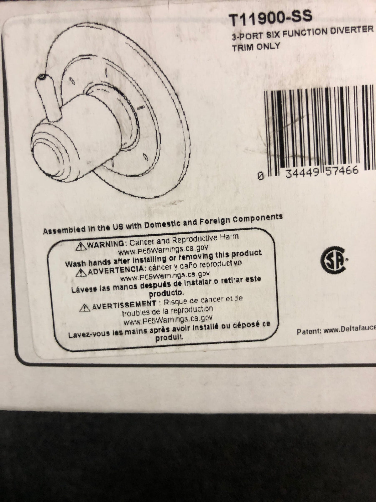 Delta T11900-SS Innovations Six Function Diverter Valve Trim Less Rough-In Valve - Three Independent Positions, Three Shared Positions - Brilliance Stainless