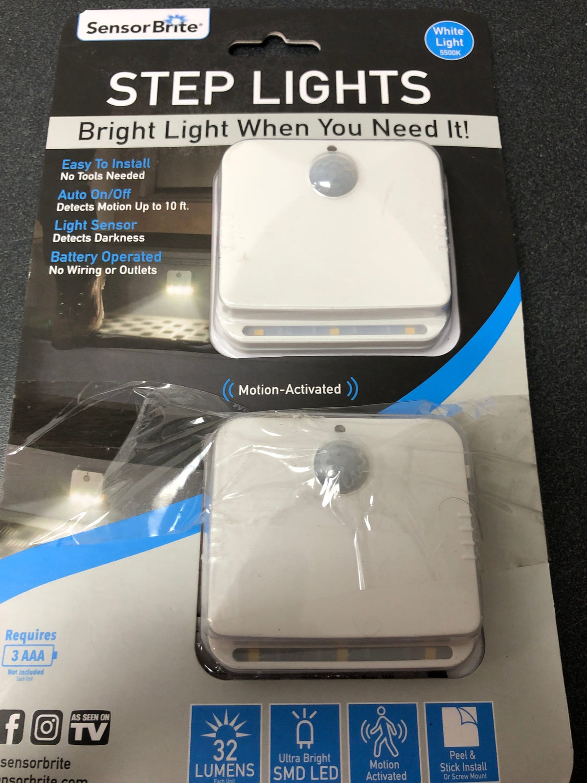 Sensor brite SBL-MC6B Step Lights Sensor Motion Activated 4 Watt LED Night Light (2-Pack)