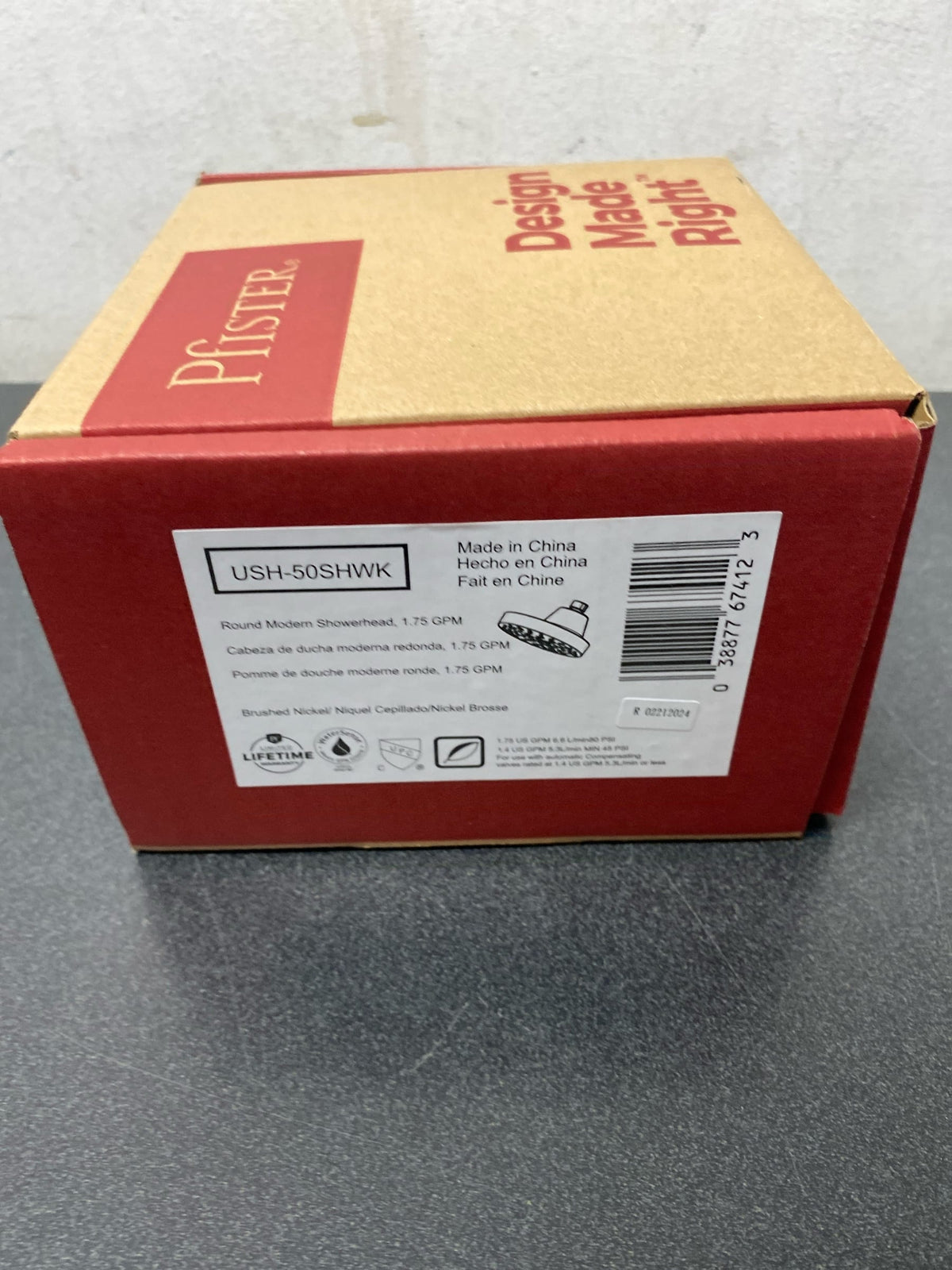 Pfister USH-50SHW Modern Round 1.75 GPM Multi Function Shower Head - Brushed Nickel