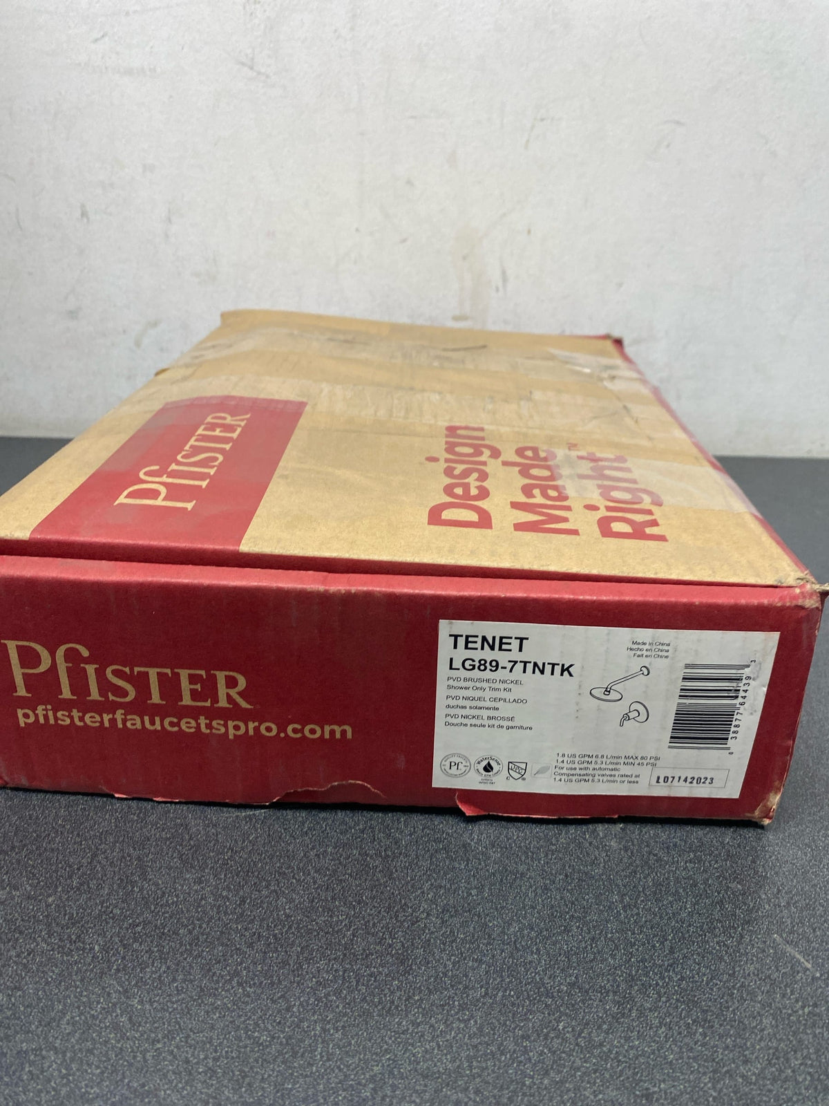 Pfister LG89-7TNTK Tenet Shower Only Trim Package with 1.8 GPM Single Function Shower Head - Brushed Nickel