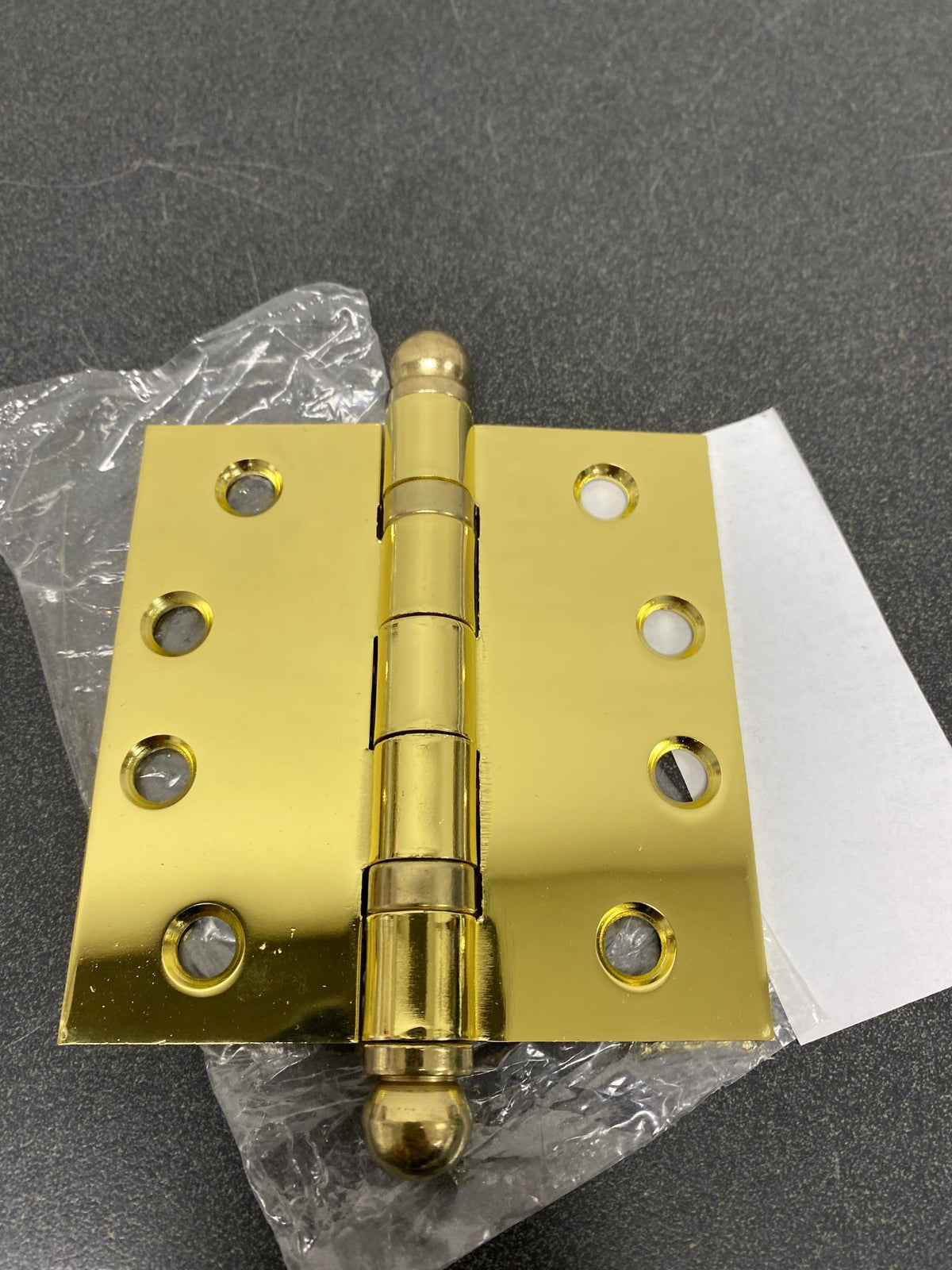Nostalgic Warehouse 746101 4" x 4" Ball Bearing Square Corner Mortise Hinge with Steeple Tip - Polished Brass