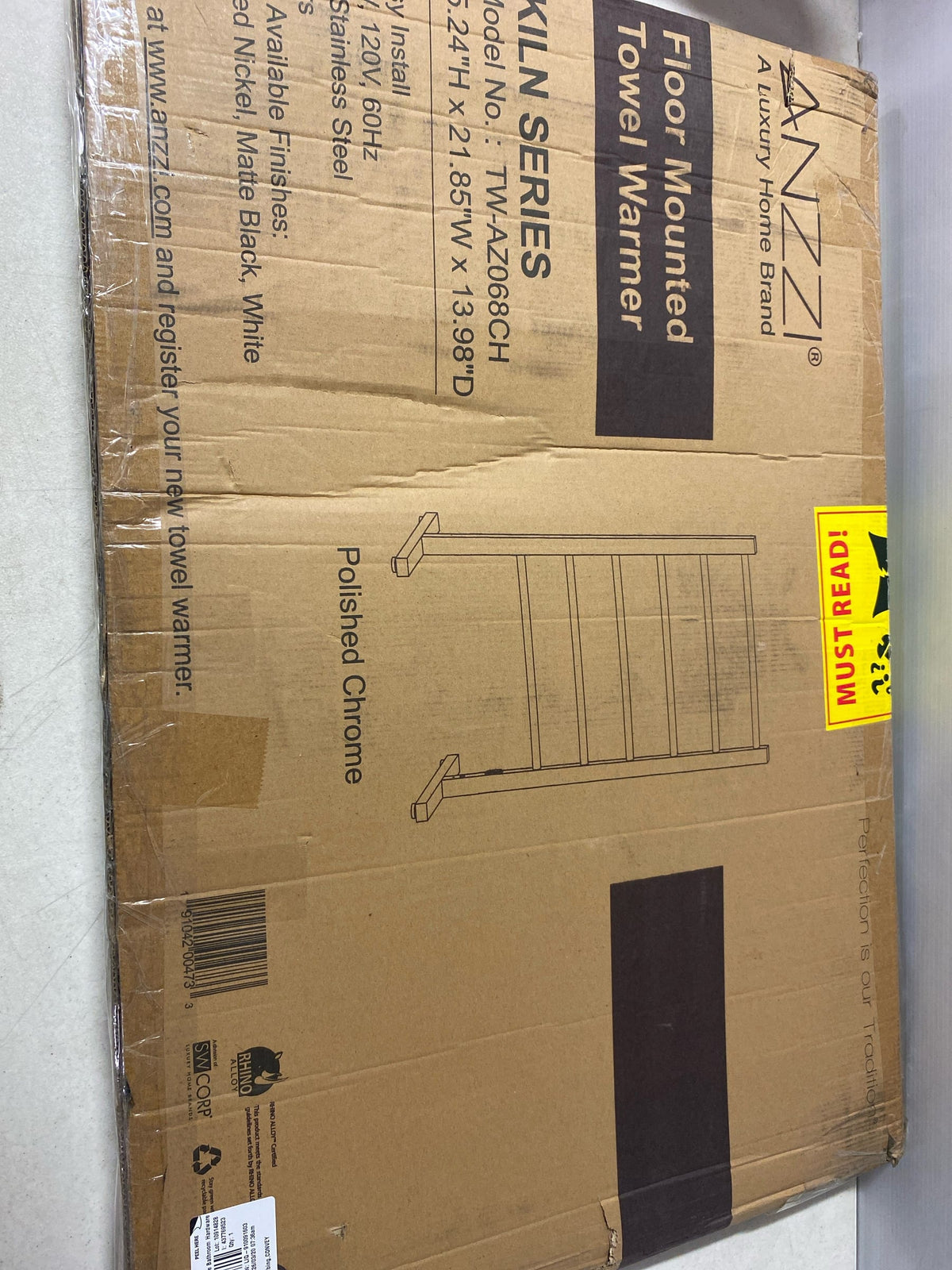 Anzzi TW-AZ068CH Kiln 22"W x 36"H ElectricStainless Steel Towel Warmer - Polished Chrome