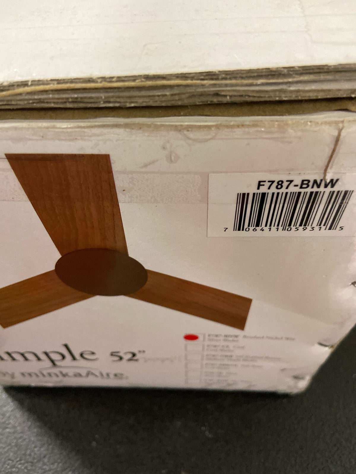 MinkaAire F787-BNW Simple 52" 3 Blade Indoor / Outdoor Energy Star Ceiling Fan with Remote Included - Brushed Nickel Wet