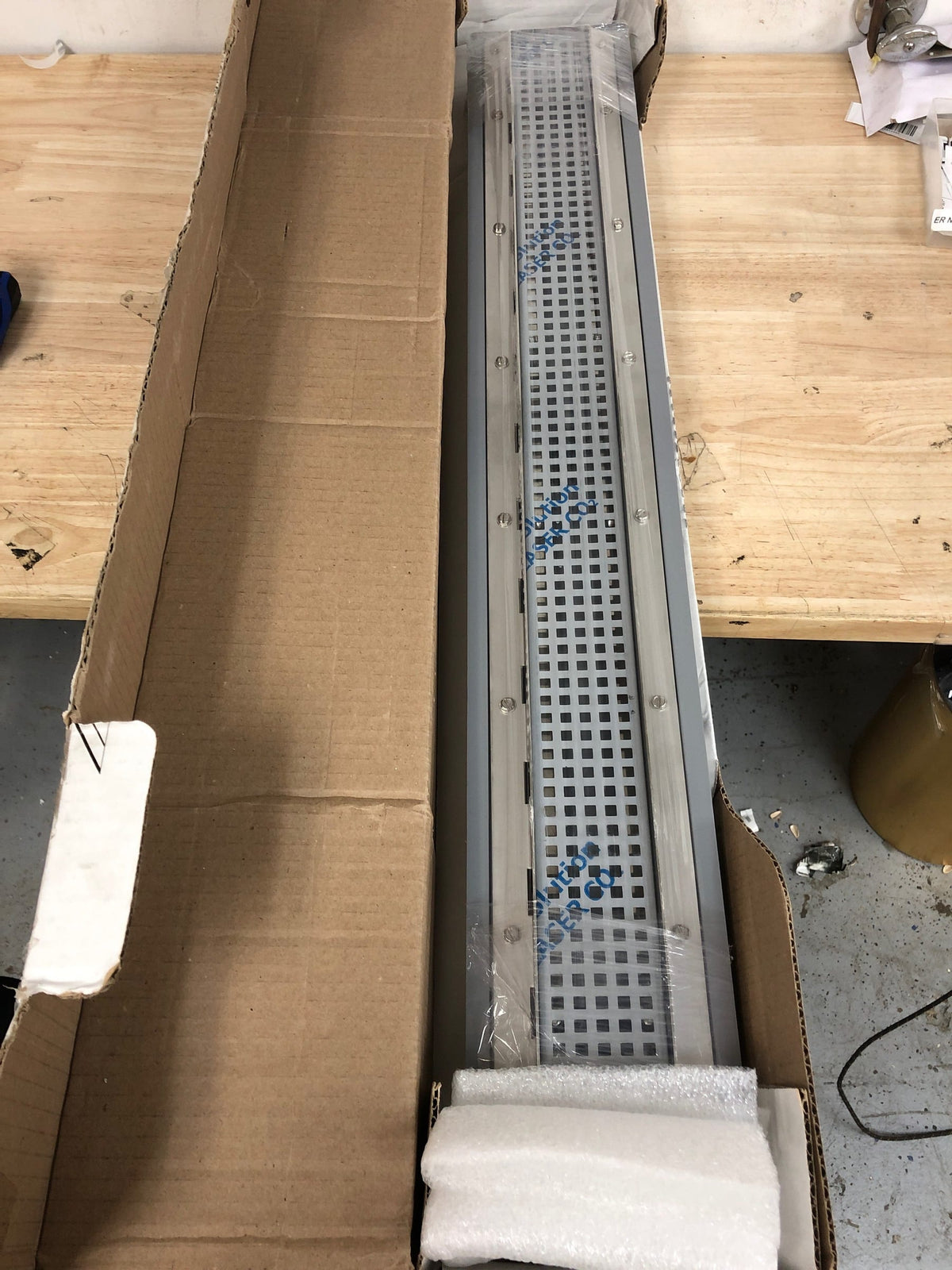 Infinity Drain USQ-P 32 PS 32" Complete Universal Infinity Drain Linear Drain Kit with PVC Channel and Square Pattern Grate - Polished Stainless