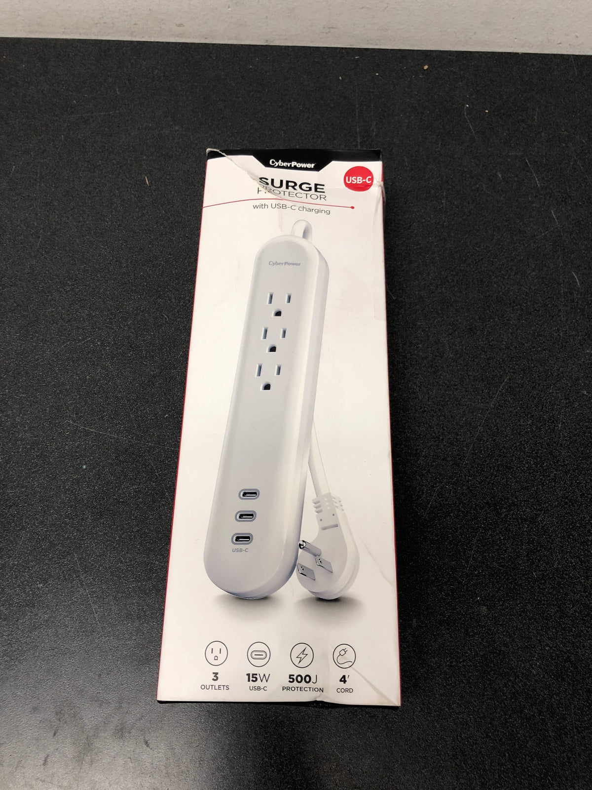 Cyberpower P304UC3 4 ft. 3-Outlet Surge Protector with 3 USB-C Ports and Cord, White