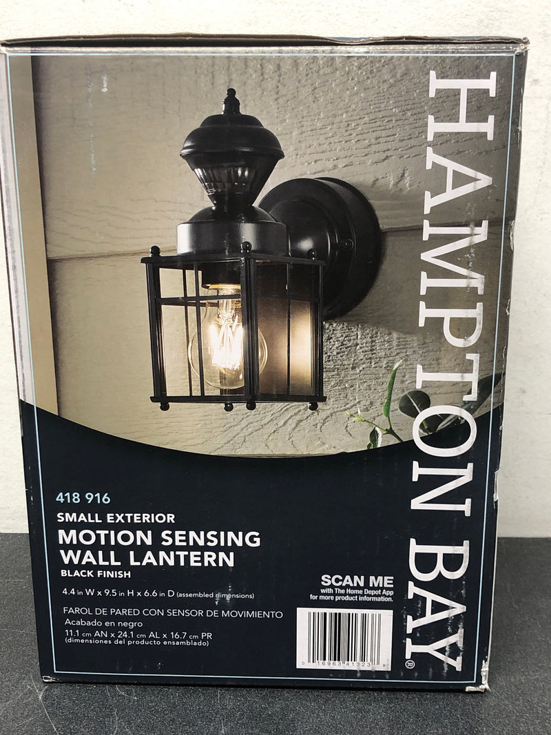 Hampton bay HB-4132-MB Bayside 9.5 in. Black Farmhouse 150-Degree Motion Sensor Outdoor 1-Light Wall Sconce