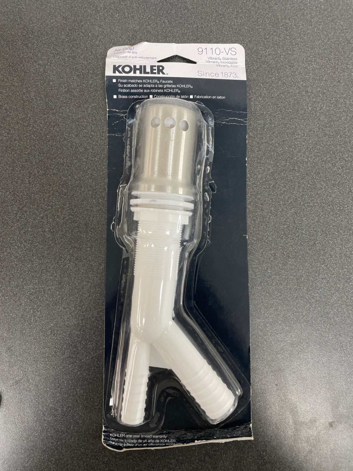 Kohler K-9110-VS Polypropylene Air Gap Body with Cover - Vibrant Stainless
