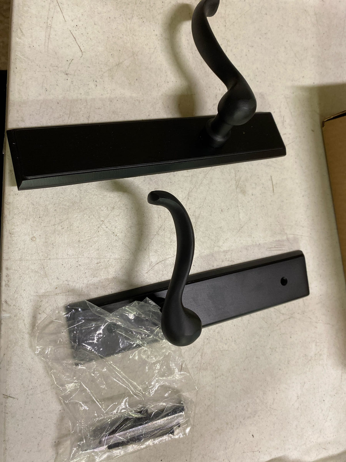Emtek 1665US19 Sandcast Bronze Door Configuration 6 Inactive Multi Point Trim Lever Set with American Cylinder Below Handle - Flat Black