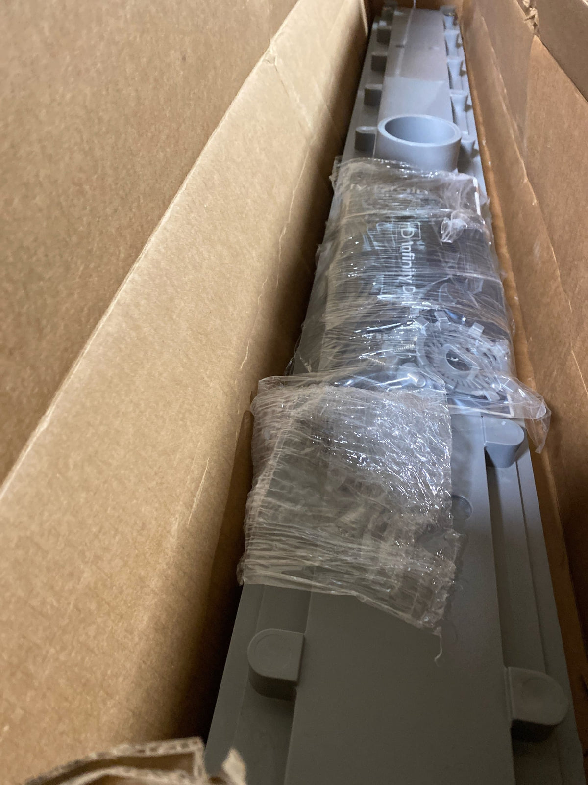 Infinity Drain UTIF-P 48 SS 48" Complete Universal Infinity Drain Linear Drain Kit with PVC Channel and Tile Insert Grate - Satin Stainless