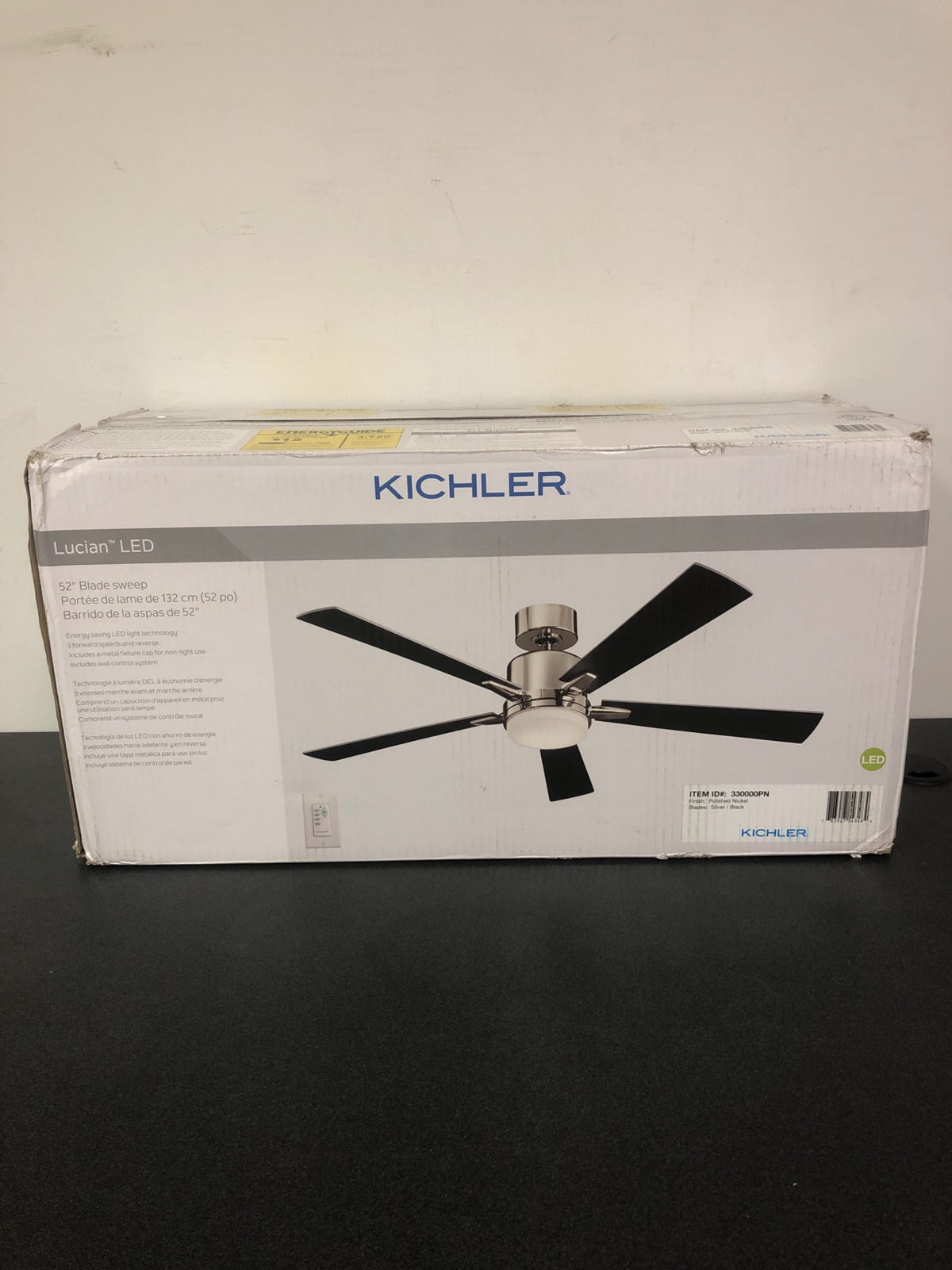 Kichler Lucian 52-in Polished Nickel LED Indoor/Outdoor Ceiling Fan with Light and Wall-Mounted (5-Blade)