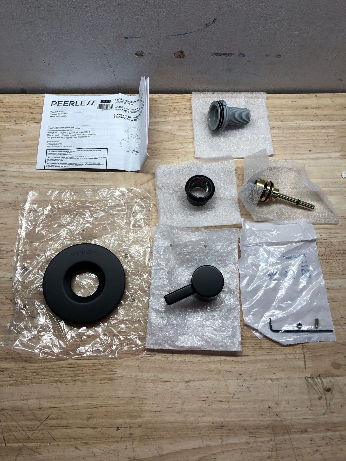 Peerless PTT14347-BL Precept Three Function Diverter Valve Trim Less Rough-In Valve - Two Independent Positions, One Shared Position - Matte Black