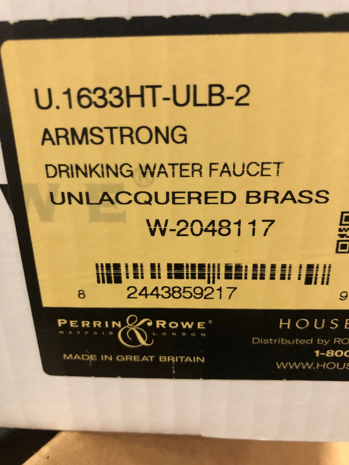 Perrin and Rowe U.KIT1633HT-ULB-2 Armstrong 0.5 GPM Cold Water Dispenser with Filter - Unlacquered Brass (Living Finish)