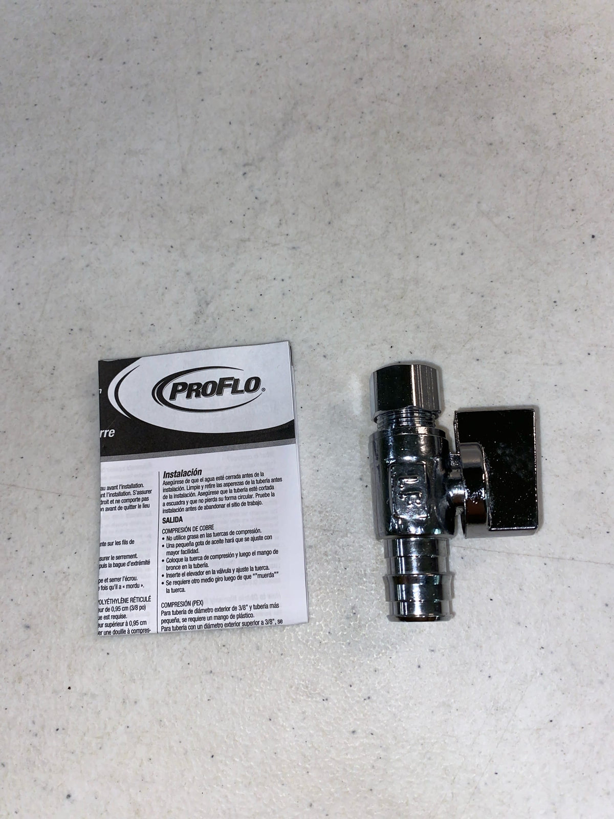 PROFLO PFXQSPP32C 1/2" PEX x 3/8" OD Straight Stop Quarter 1/4" Turn QT - Chrome