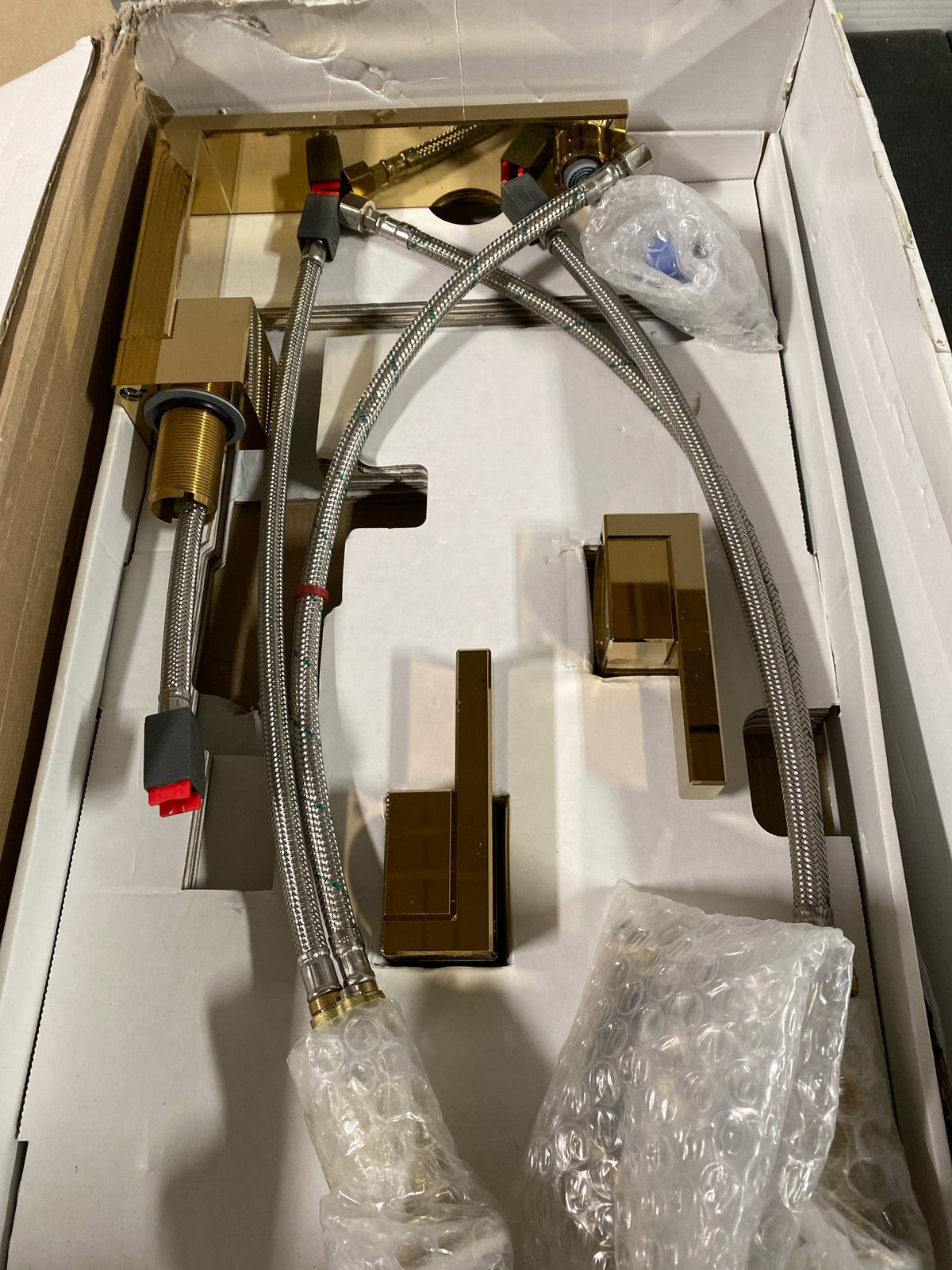 Axor 46050991 Edge 1.2 GPM Widespread Bathroom Faucet 130 Less Drain Assembly - Engineered in Germany, - Polished Gold Optic