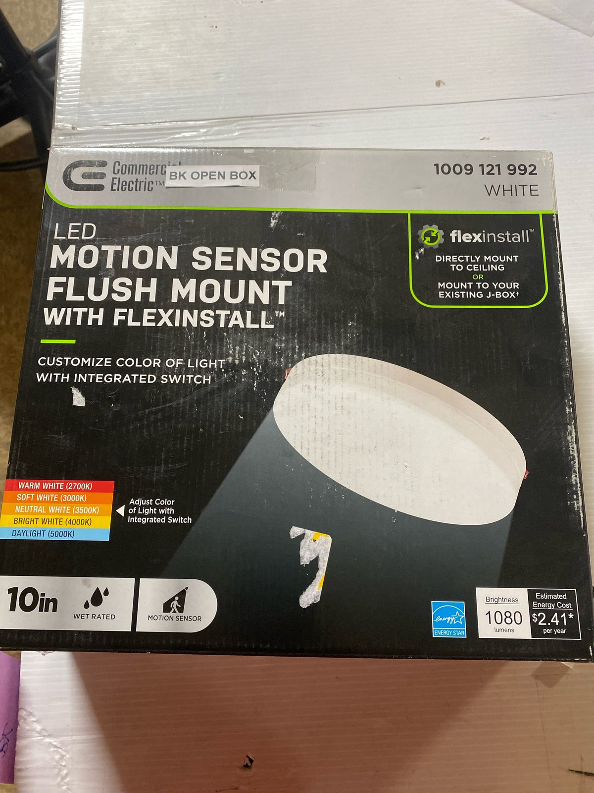 Commercial electric 91969 Flexinstall Edge 10 in. Integrated LED Motion Recessed Ceiling Light with 5CCT