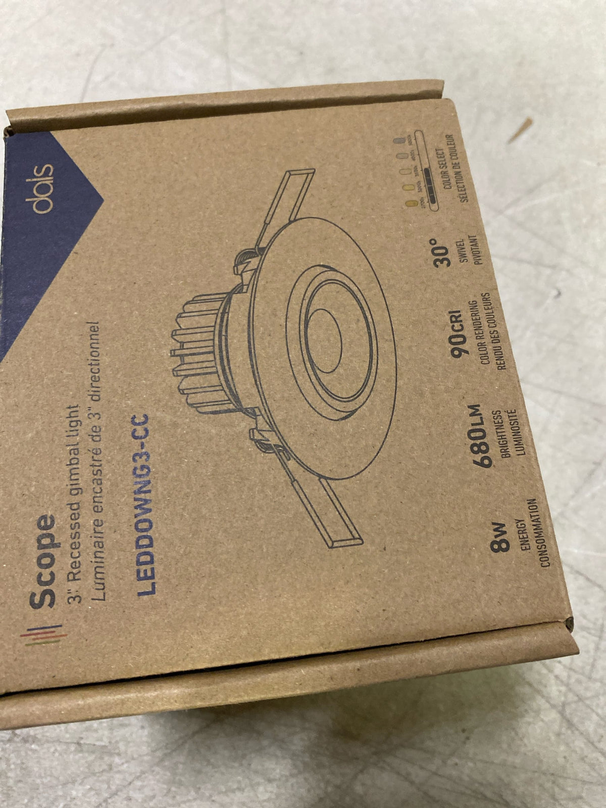 DALS Lighting 3 Inch Round Recessed LED Gimbal Light in 5CCT (White)