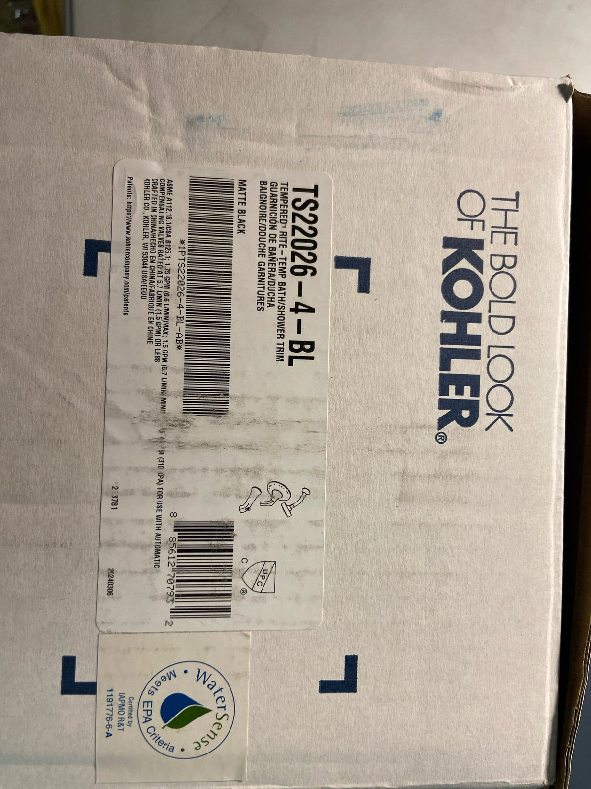 Kohler K-TS22026-4-BL Tempered Tub and Shower Trim Package with 1.75 GPM Single Function Shower Head - Matte Black