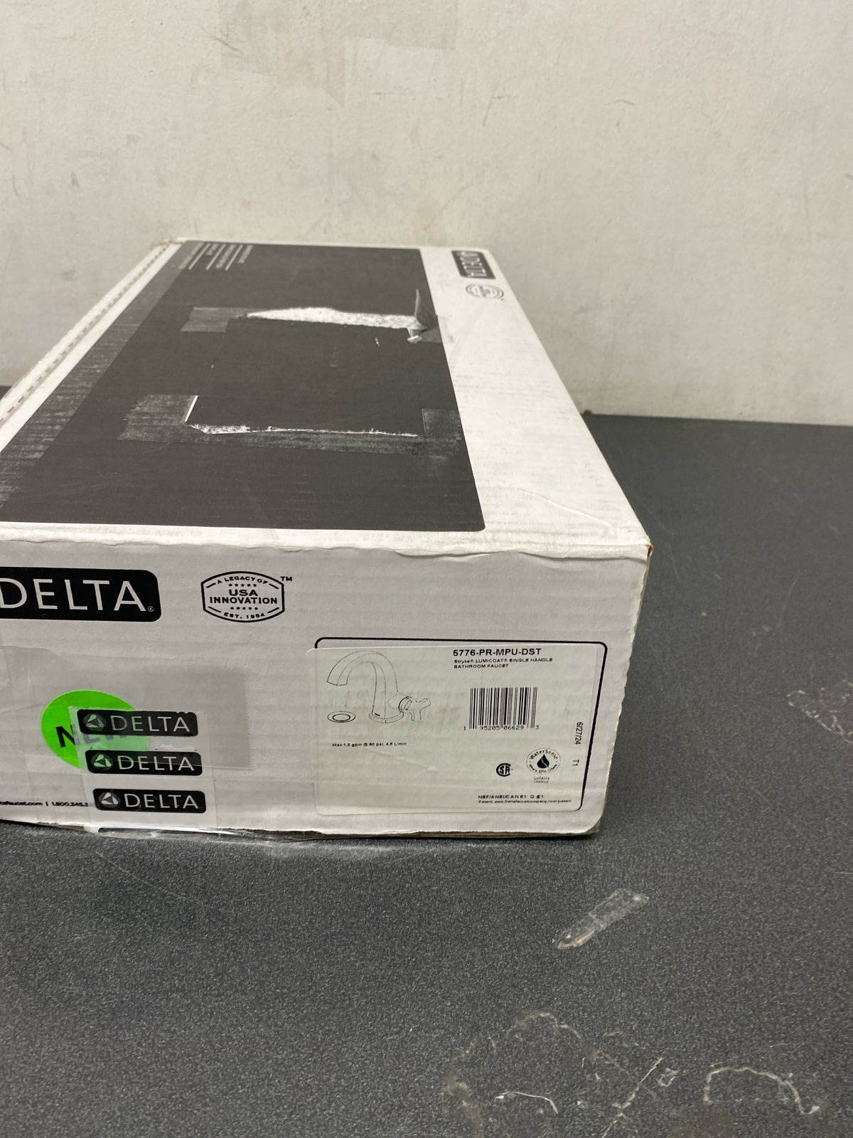 Delta 5776-PR-MPU-DST Stryke 1.2 GPM Single Hole Bathroom Faucet with Push Pop-Up Drain Assembly, Helo Style Handle, Diamond Seal Ceramic Disc Cartridges, and Arc Spout - Lumicoat Chrome