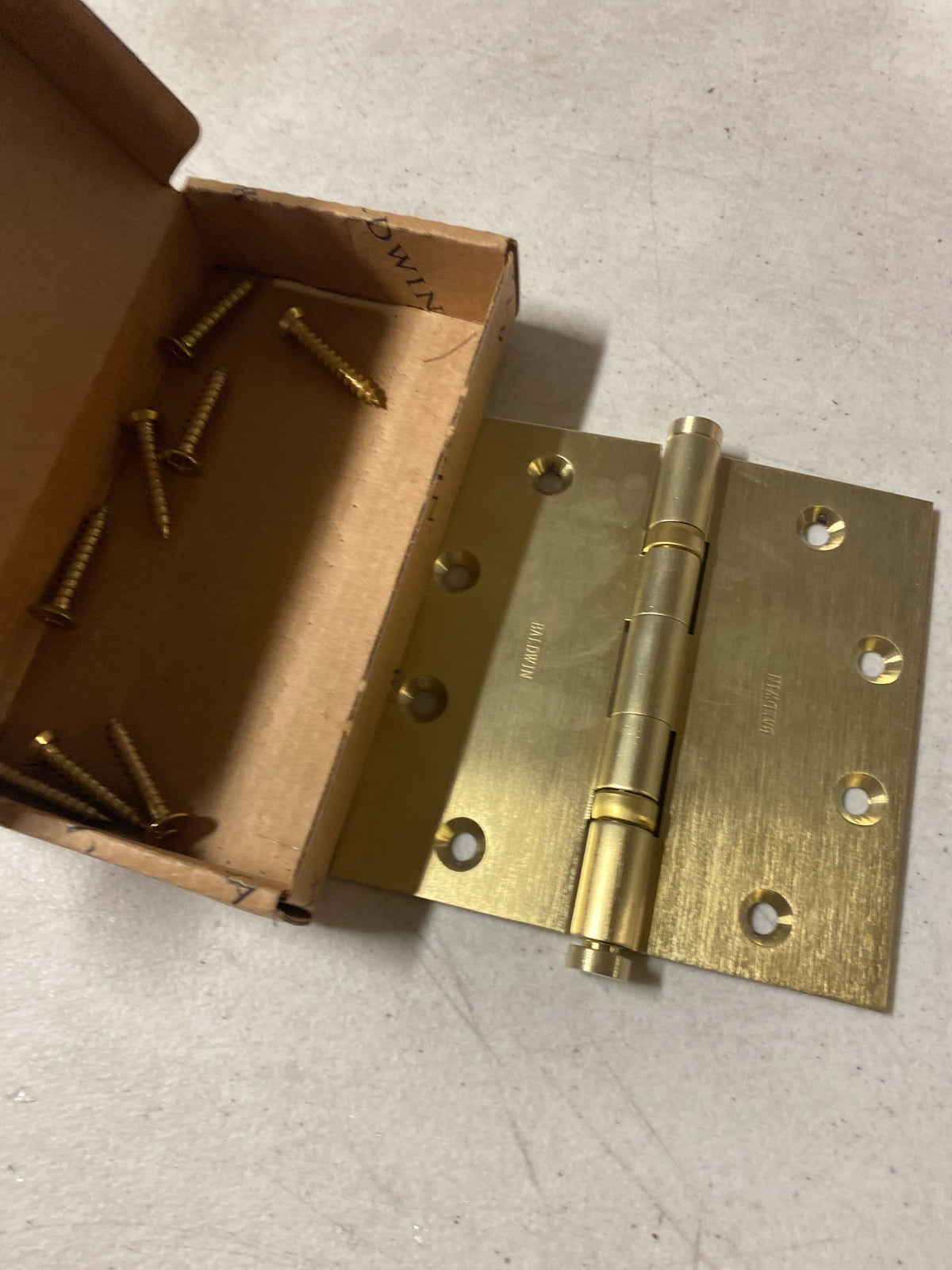 Baldwin 1046044I 4-1/2" Wide Ball Bearing Square Corner Mortise Door Hinge from the Estate Collection - Single Hinge - Satin Brass
