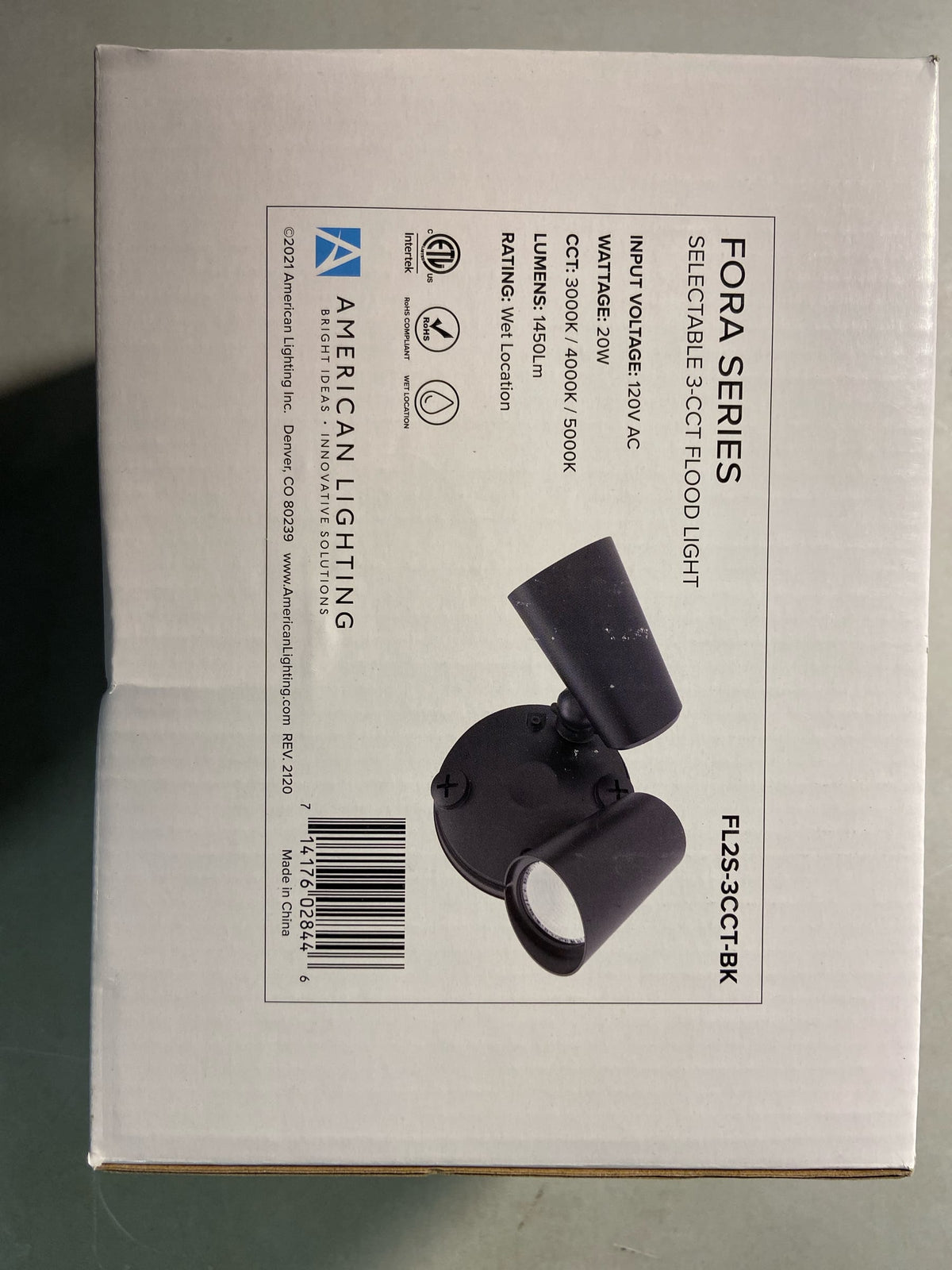 American Lighting FL2S-3CCT-BK Architectural 7" Wide LED Outdoor Flood Light - Black