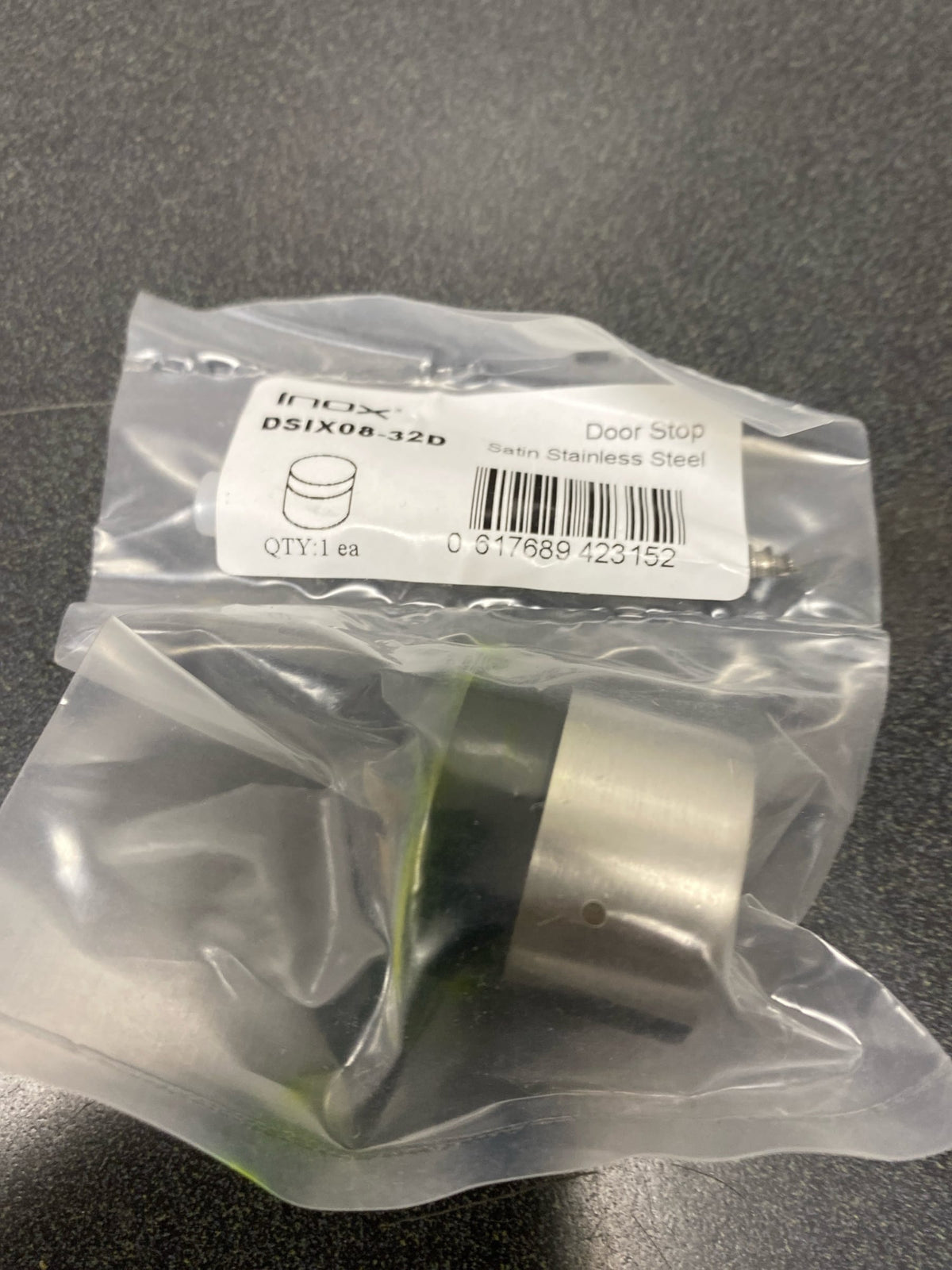INOX DSIX08-32D DSIX 1 Inch Baseboard Mounted Rigid Door Stop - Satin Stainless Steel