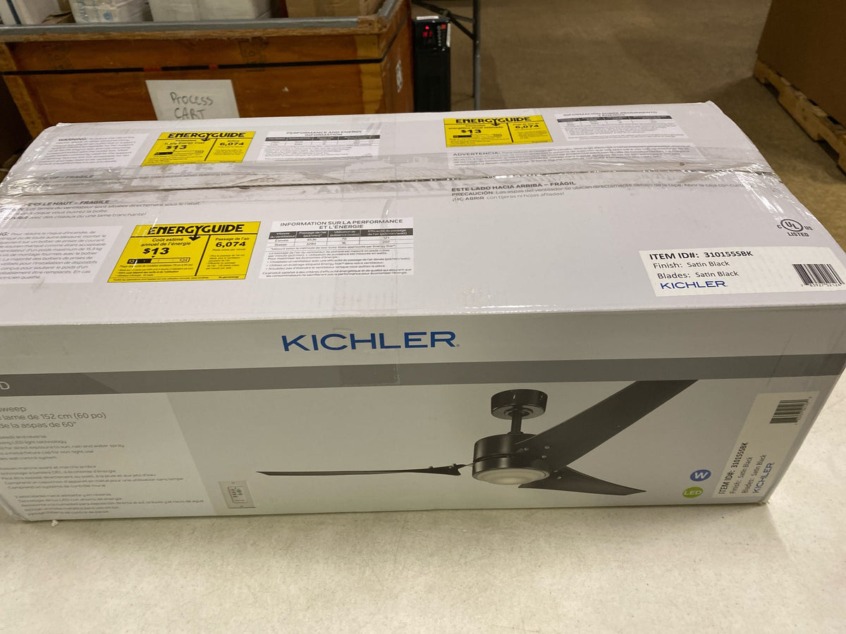 Kichler 339529MWH 52 Inch Arkwet Patio Ceiling Fan, Pull Chain, Matte White Finish with Matte White/Non-Reversible Blades