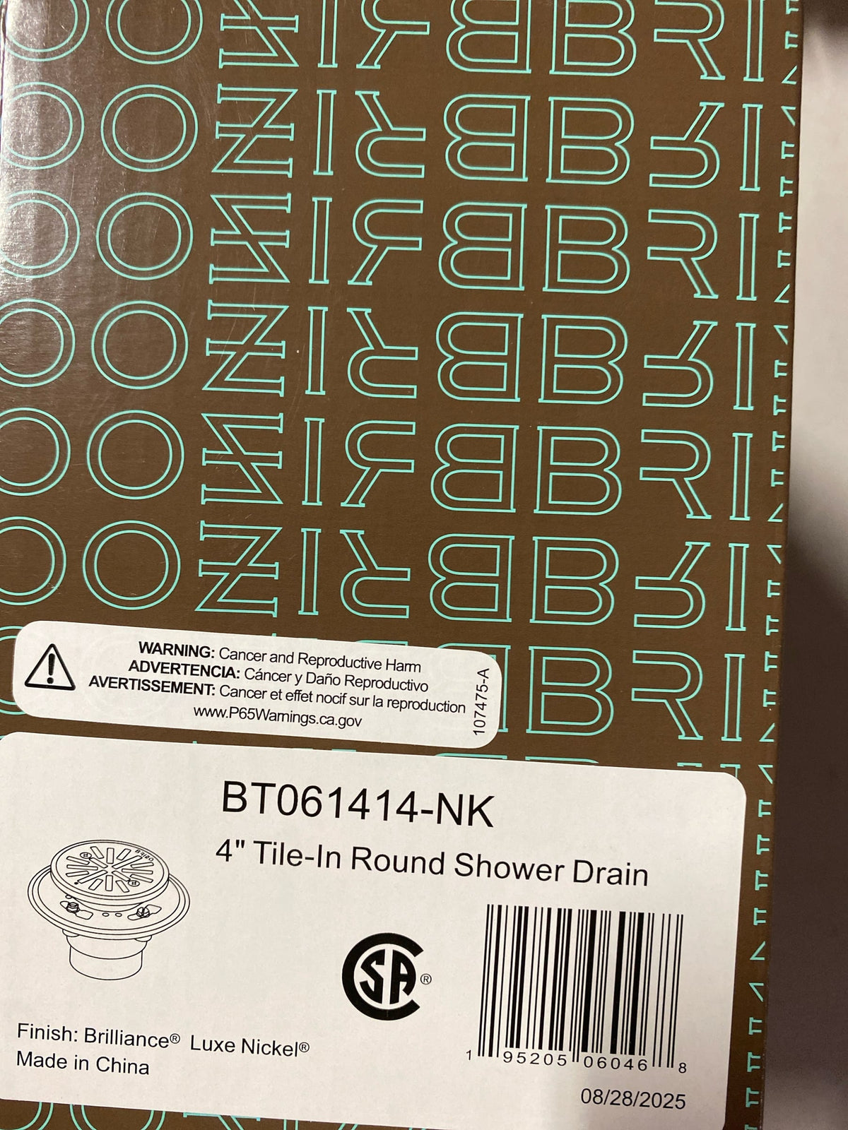 Brizo BT061414-NK 4" Tile-In Round Shower Drain - Luxe Nickel
