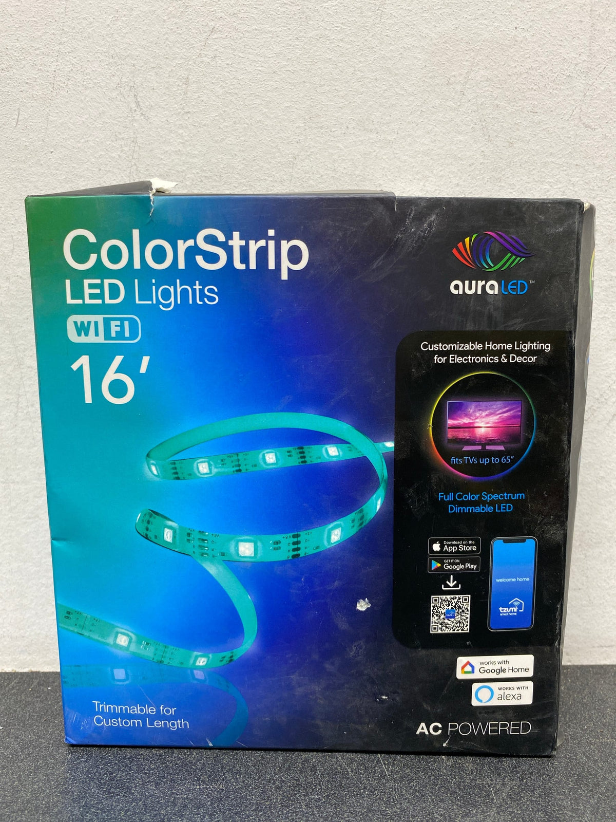 Tzumi 8753HD Aura LED 10-Watt Equivalent 16 ft. Wifi Enabled Smart LED Night Light Strip (1-Strip)
