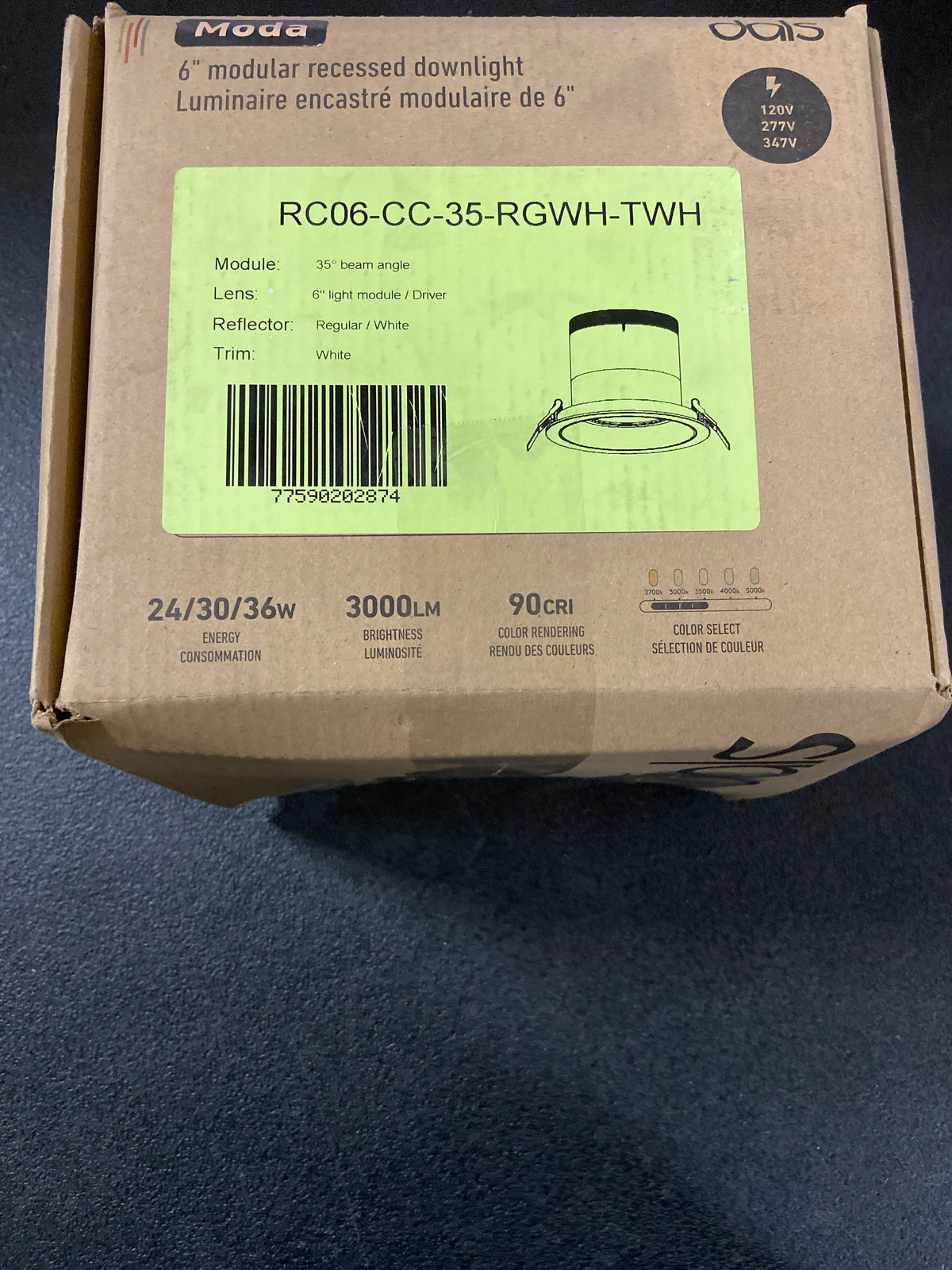 DALS Lighting RC06-CC-35-RGWH-TWH Moda LED Canless Recessed Fixture with 6" Open Trims - 35 Degree Beam Angle and White Trim - White