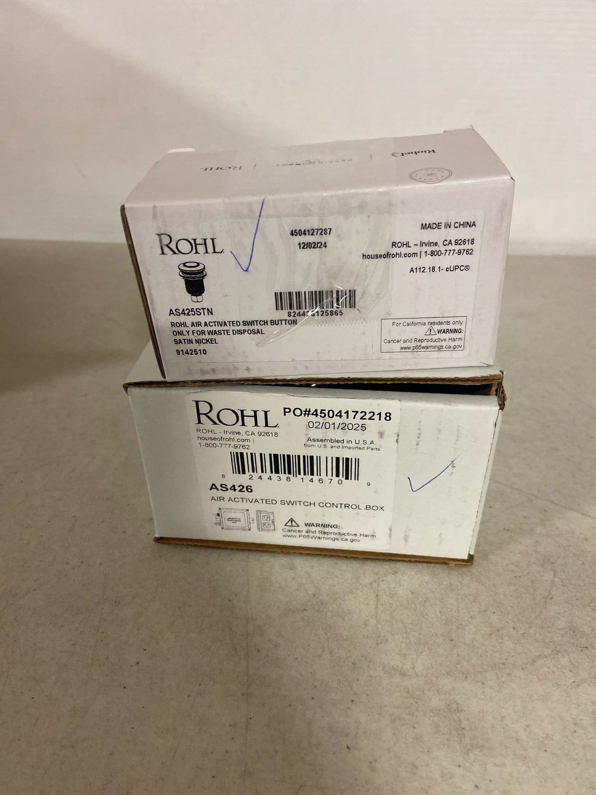 Rohl AS450STN Waste Disposal Control Box with Air Switch Button - Satin Nickel
