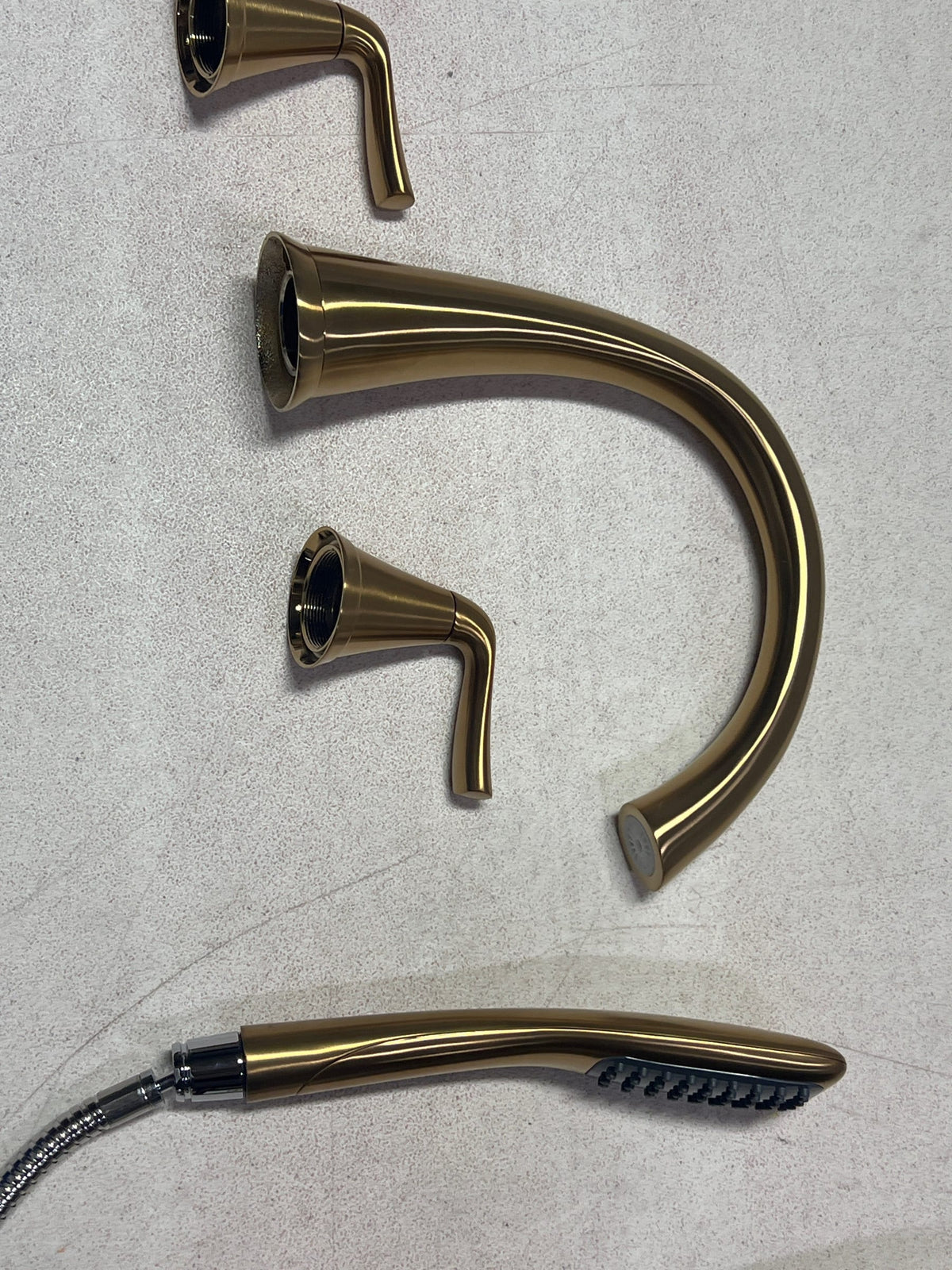 Signature Hardware SHPR4RTGBG Provincetown 4-Hole Roman Tub Faucet and Hand Shower - Brushed Gold