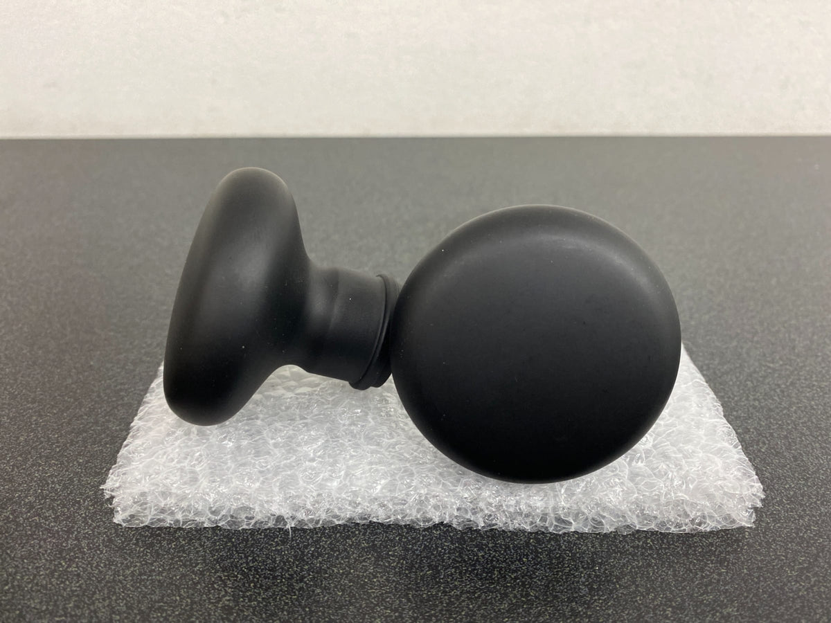 Baldwin FDROUTSR190 Round Non-Turning Two-Sided Dummy Door Knob Set with Square Rose - Satin Black