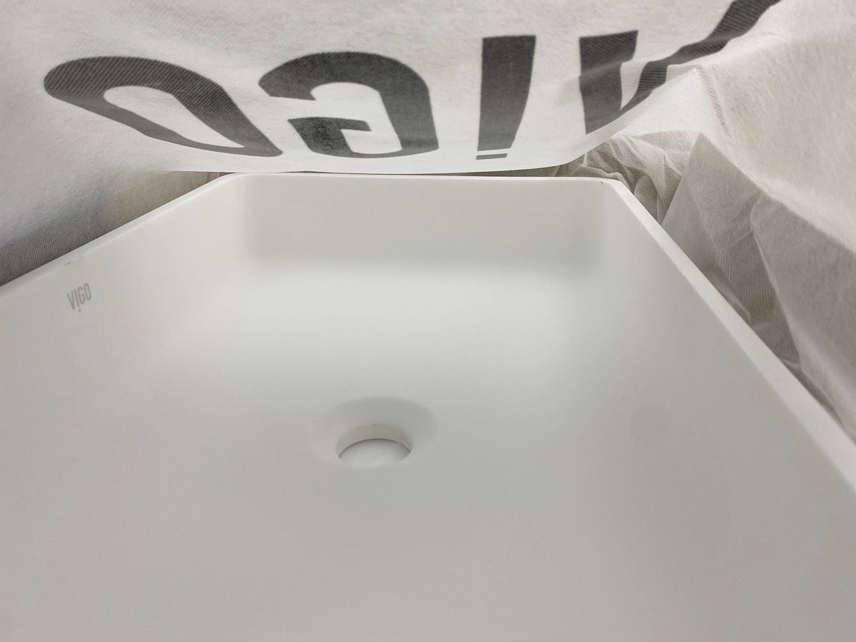 Vigo VG04010 Magnolia 21-1/8" Rectangular Stone Composite Vessel Bathroom Sink - White