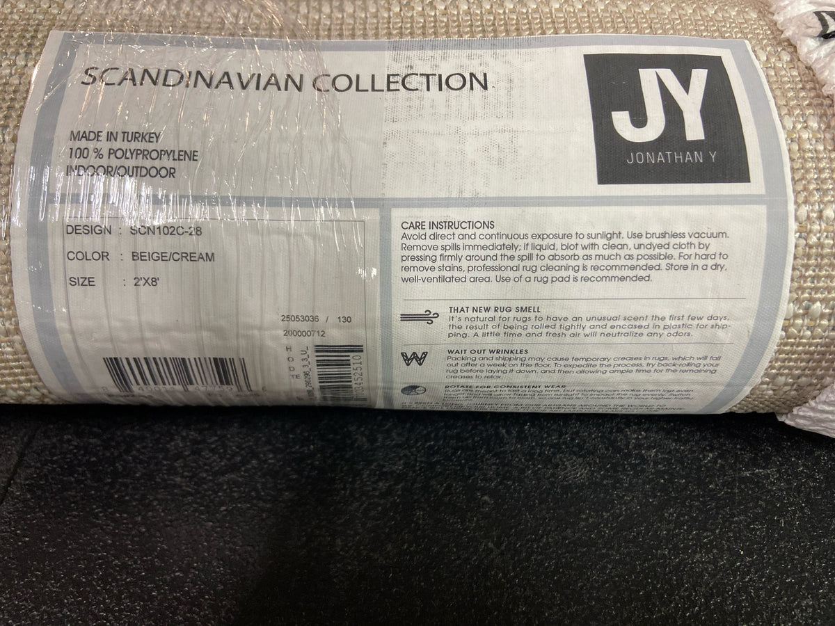 JONATHAN Y Lighting SCN102C-28 Scandinavian 2' x 8' Polypropylene Striped Indoor/Outdoor Runner - Beige / Cream