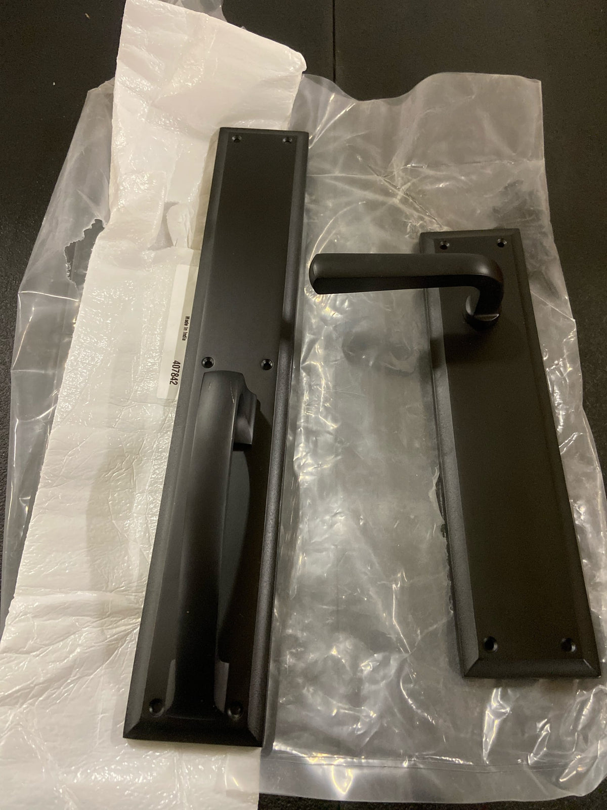Signature Hardware 479307 Aurick Left Handed Solid Brass Dummy Door Lever Set - Matte Black