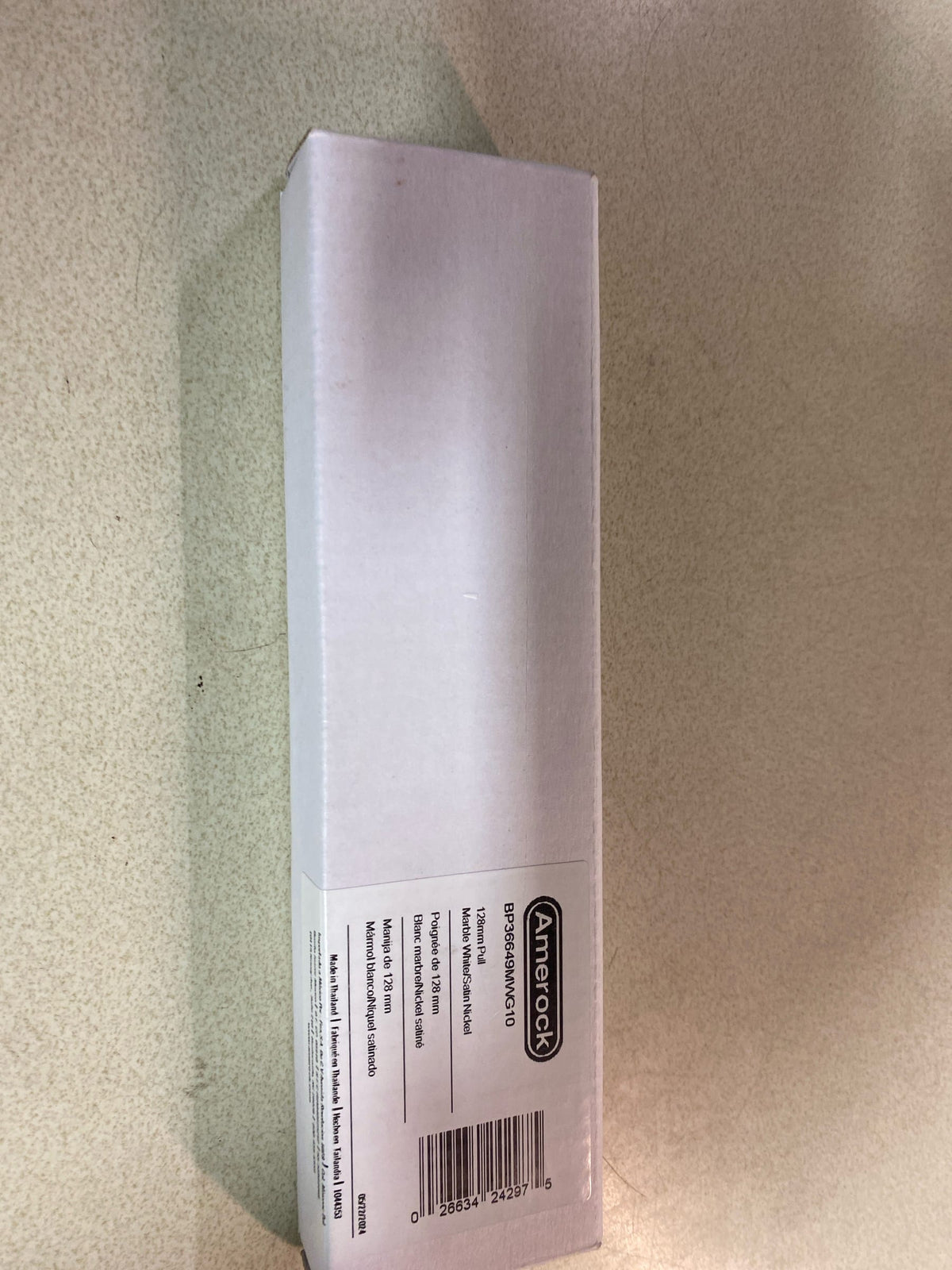 Amerock BP36649MWG10 Carrione 5-1/16 Inch Center to Center Designer Cabinet Pull - Marble White / Satin Nickel