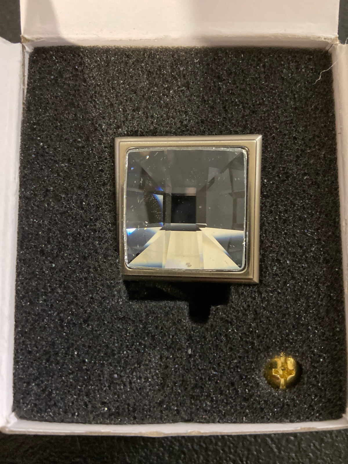 Alno C212-CLR/SN Solid Brass 1-1/4" Square Luxury Designer Glam Cabinet Knob with Swarovski Crystal - Satin Nickel