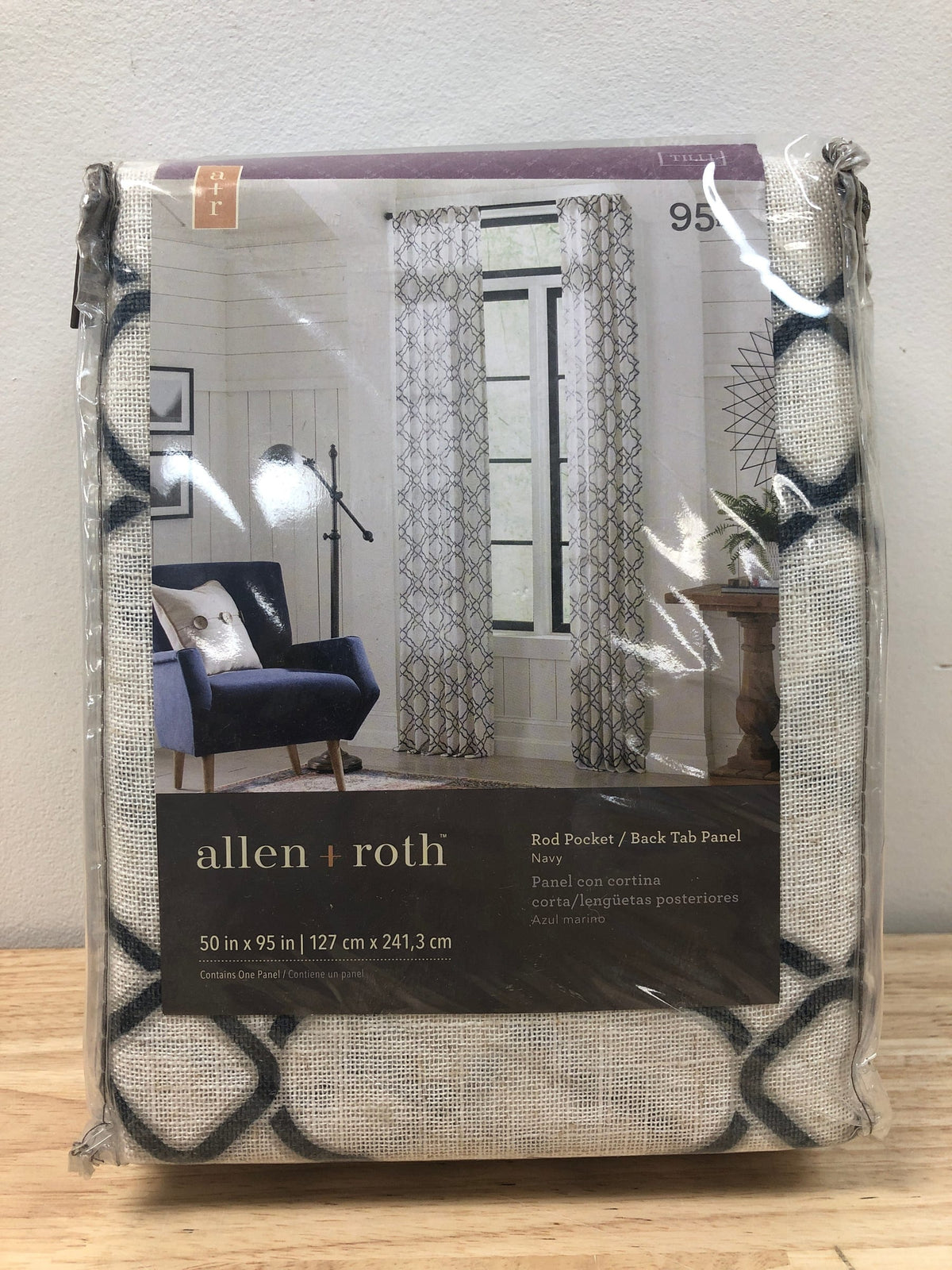 Allen+Roth Light Filtering/Curtain 95″ Rod Pocket Back Tab Single Panel / navy