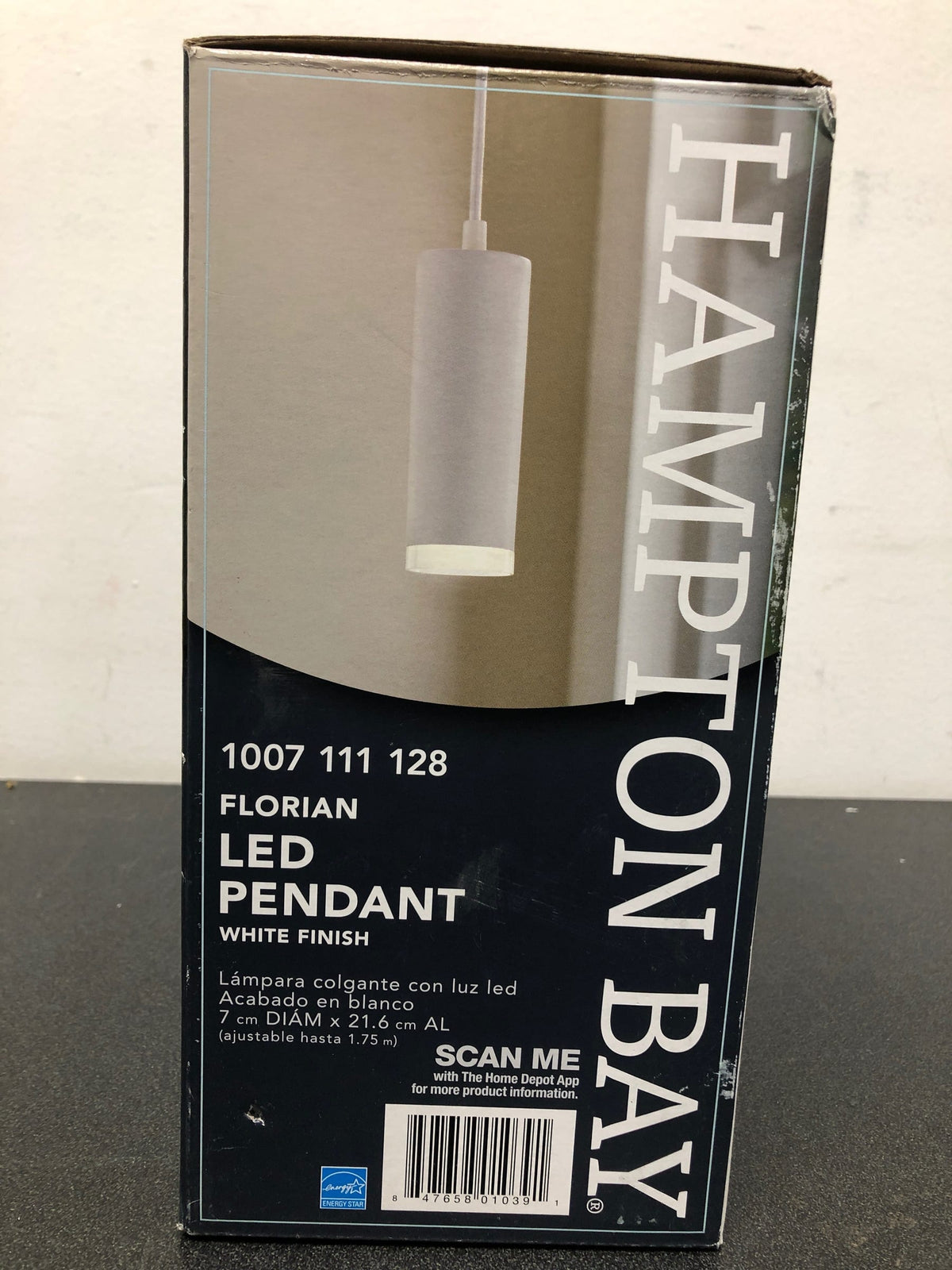 Hampton bay 3P17309-WH Florian 50-Watt Integrated LED White Mini Pendant with Plastic Shade