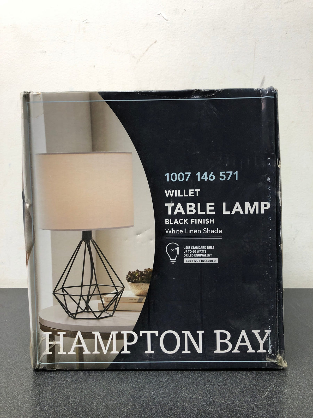 Hampton bay AF48766 Willet 15.5 in. Black Cage Accent Table Lamp