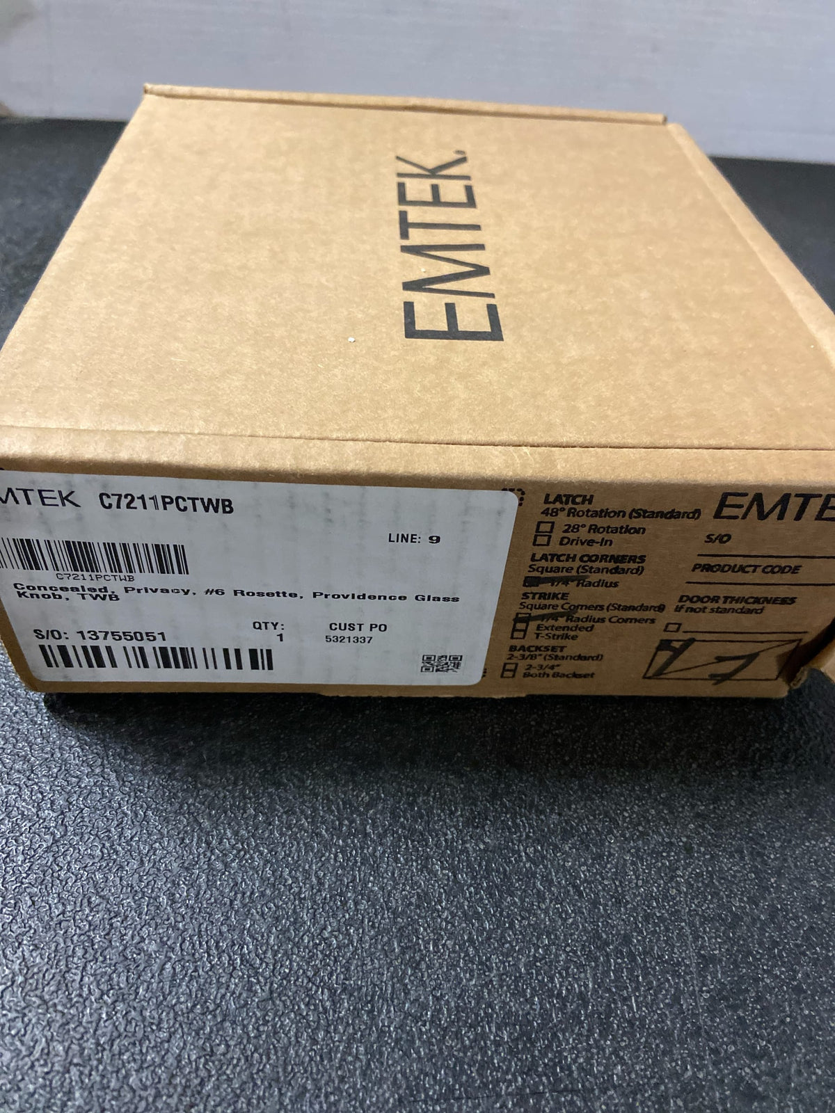 Emtek C7211PCTWB Concealed, Privacy, No.6 Rosette, Providence Crystal Knob, TWB