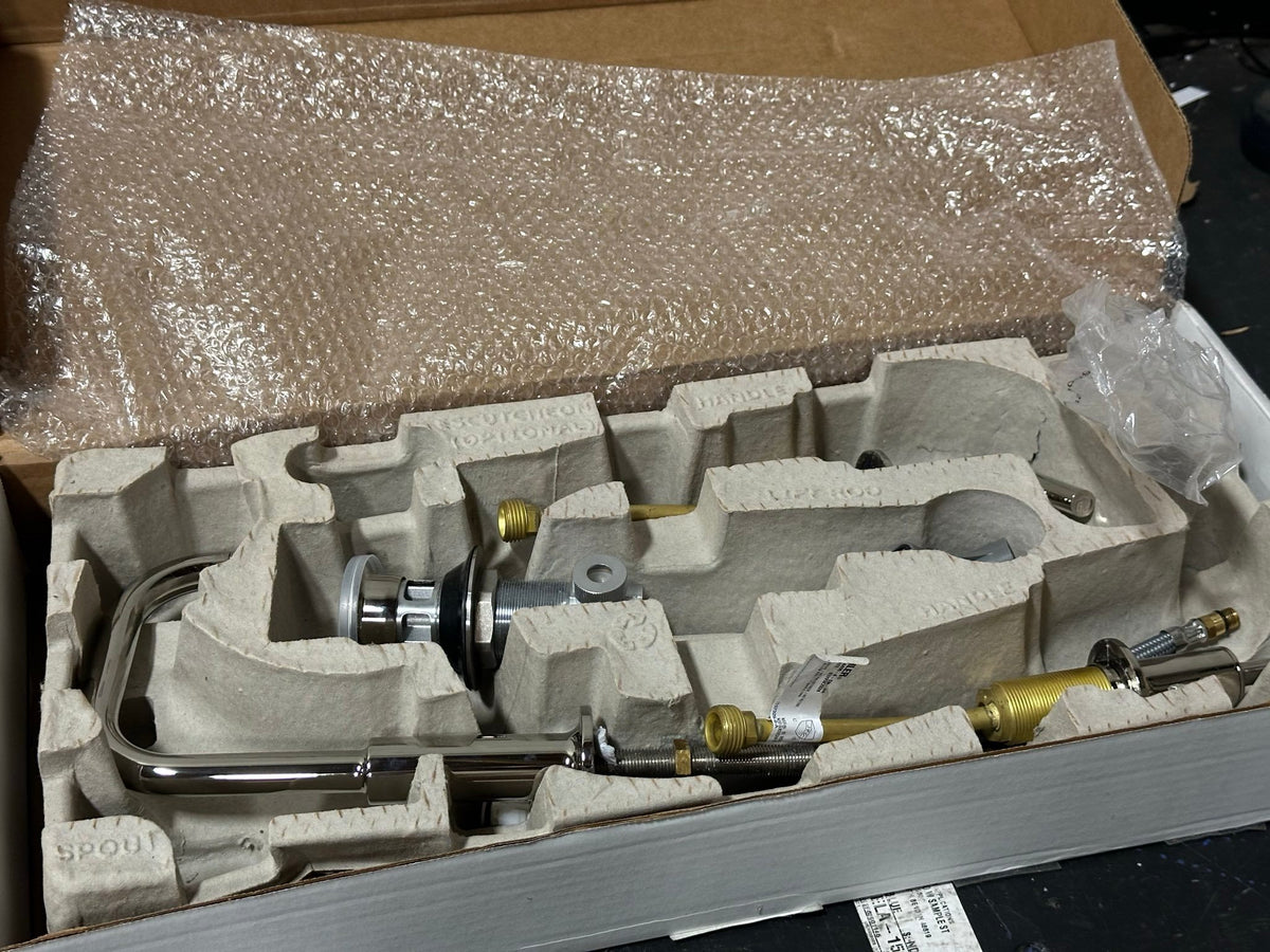 Kohler K-14406-4-SN Purist 1.2 GPM Widespread Bathroom Faucet with Pop-Up Drain Assembly - Polished Nickel