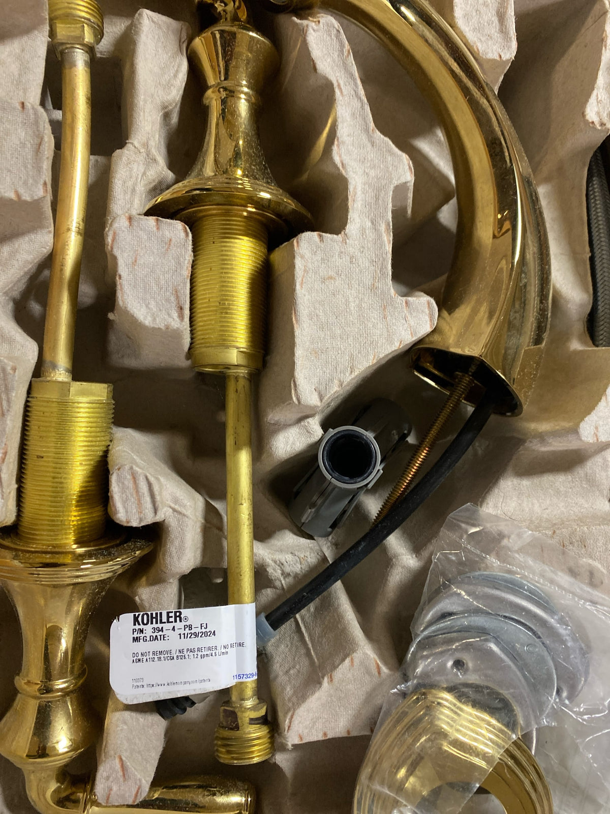 Kohler K-394-4-PB Devonshire Widespread Bathroom Faucet with UltraGlide Valve and Quick Mount Technology - Free Metal Pop-Up Drain Assembly with Purchase - Polished Brass
