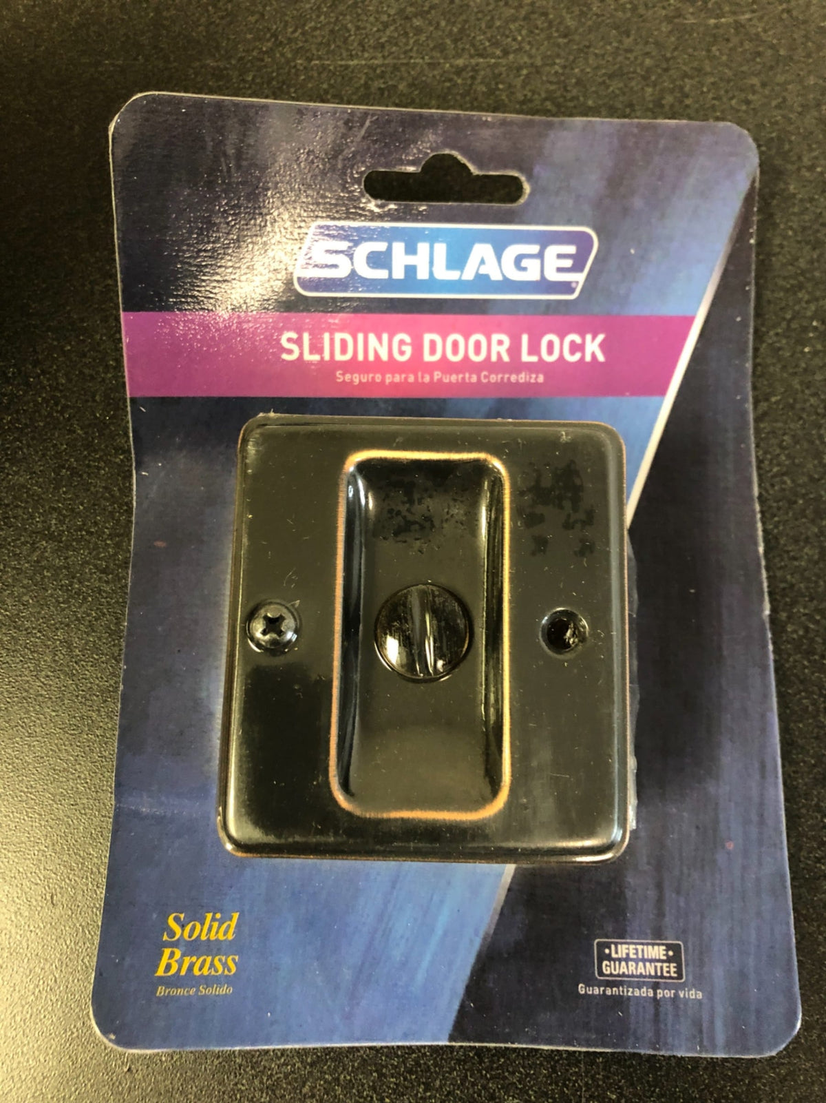 Schlage 991 1-3/4" x 2-1/4" Privacy Pocket Artisan Sliding Door Lock, Aged Bronze