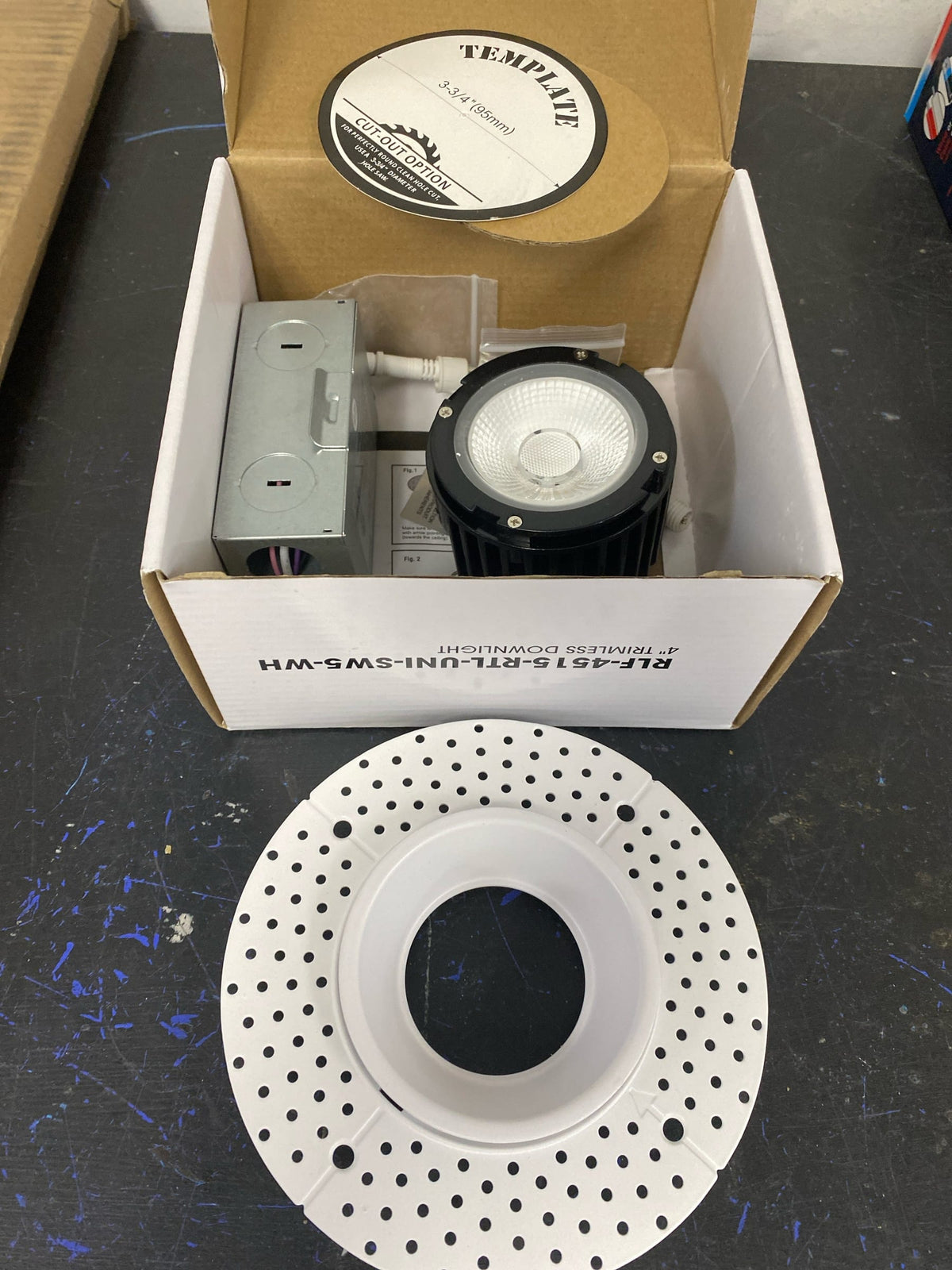 Jesco Lighting RLF-4812-3090-WH LED Canless Recessed Fixture with 4" Shower Trims - 3000K - Airtight - White