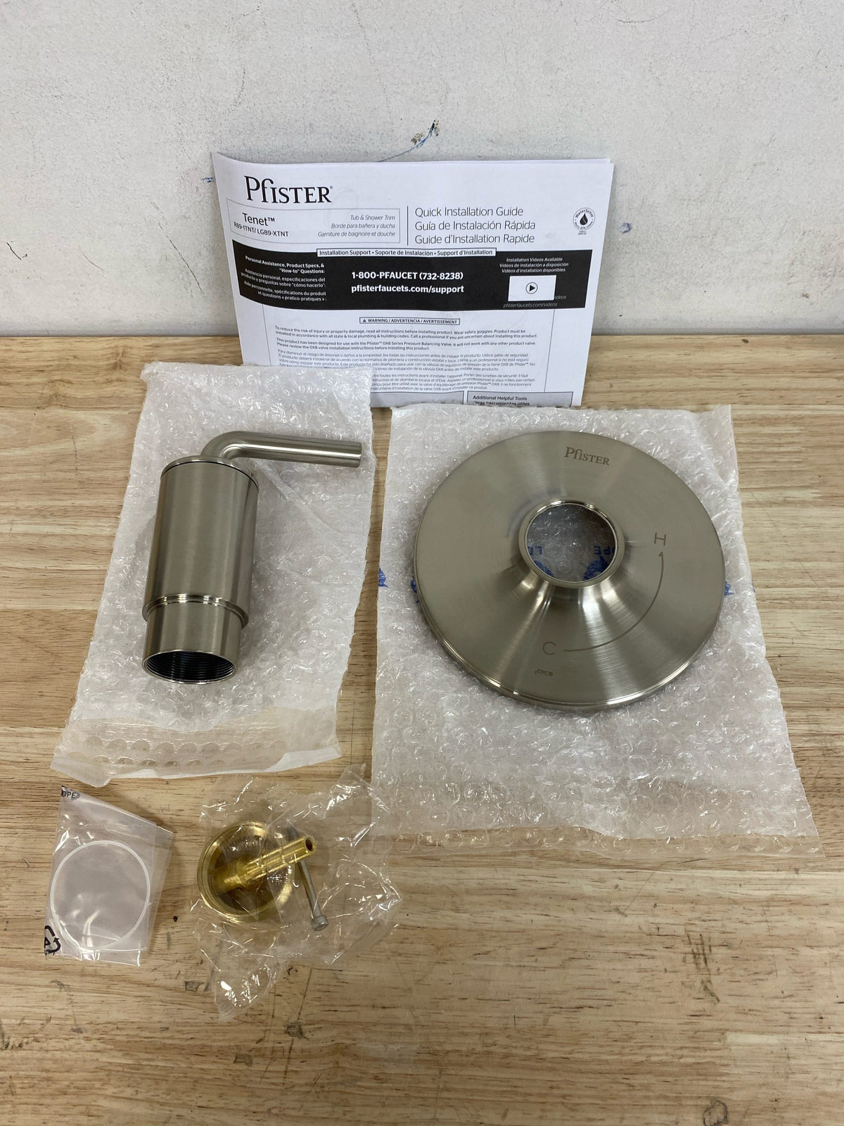 Pfister R89-1TNTK Tenet Pressure Balanced Valve Trim Only with Single Lever Handle - Less Valve - Brushed Nickel